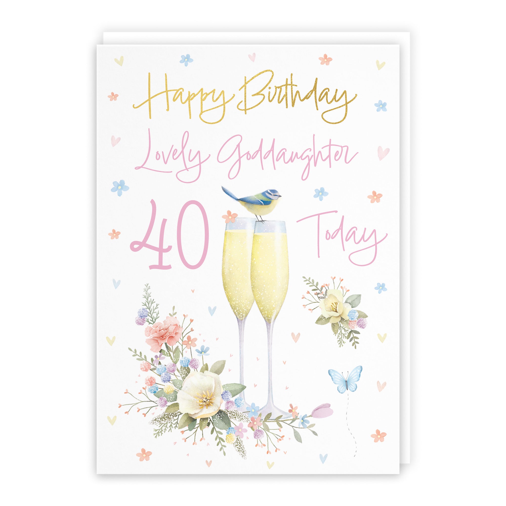 40th Goddaughter Champagne Flutes Gold Foil Birthday Card Milo's Gallery - Default Title (B0CZ4DGKZR)