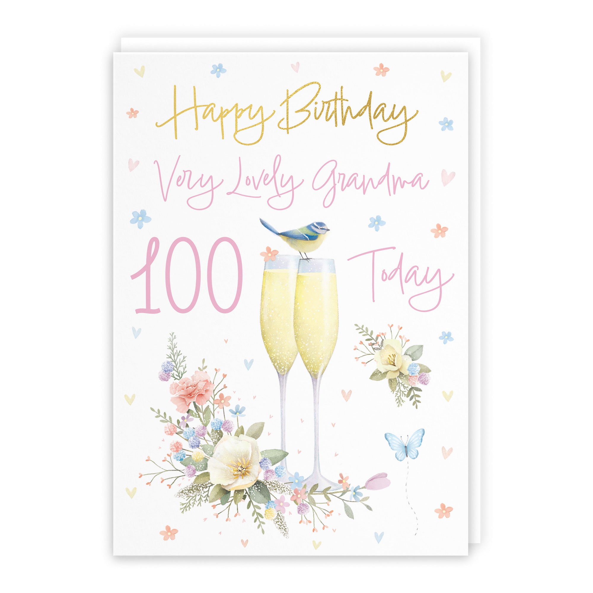 100th Grandma Champagne Flutes Gold Foil Birthday Card Milo's Gallery - Default Title (B0CZ4DH6LK)