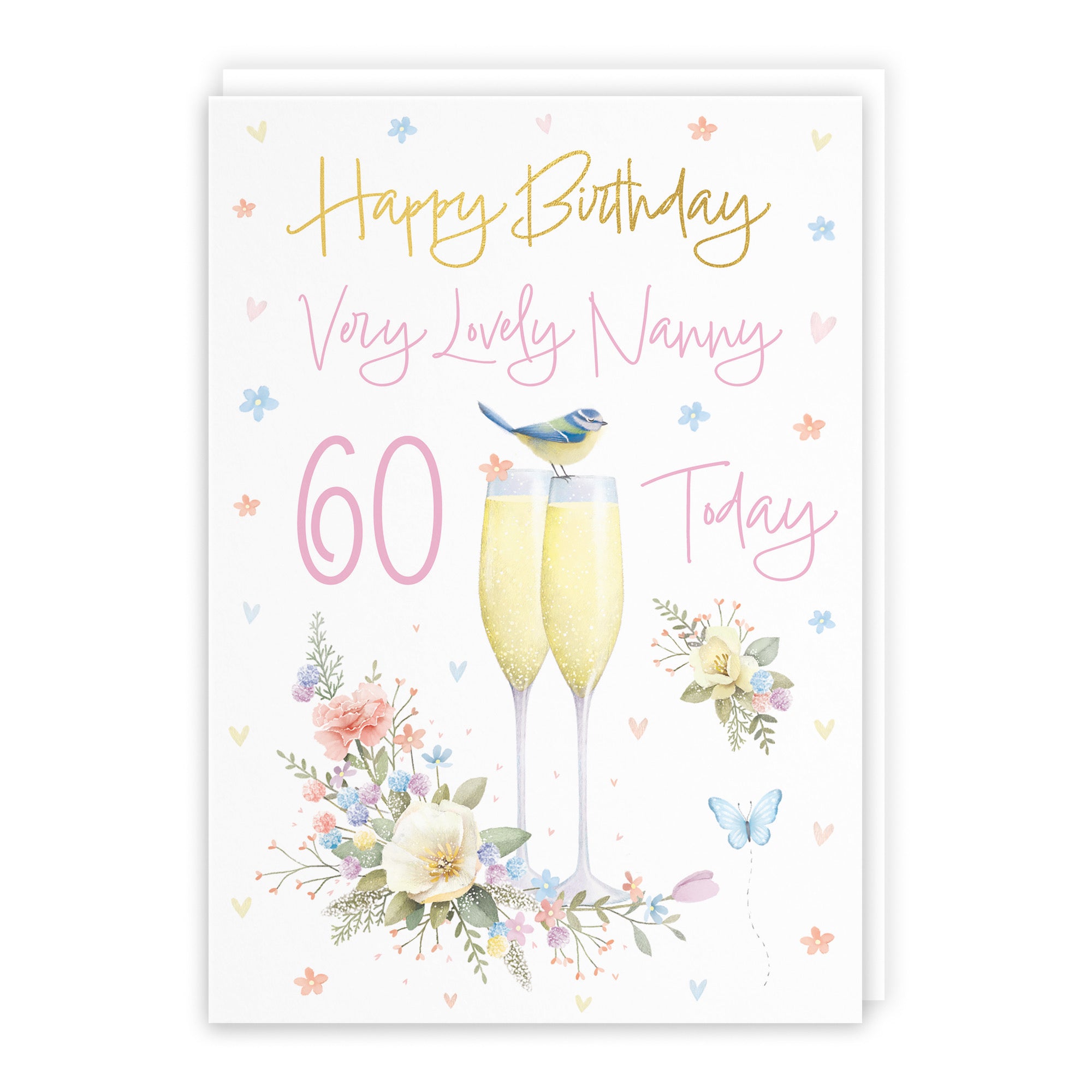 60th Nanny Champagne Flutes Gold Foil Birthday Card Milo's Gallery - Default Title (B0CZ4DS7HM)
