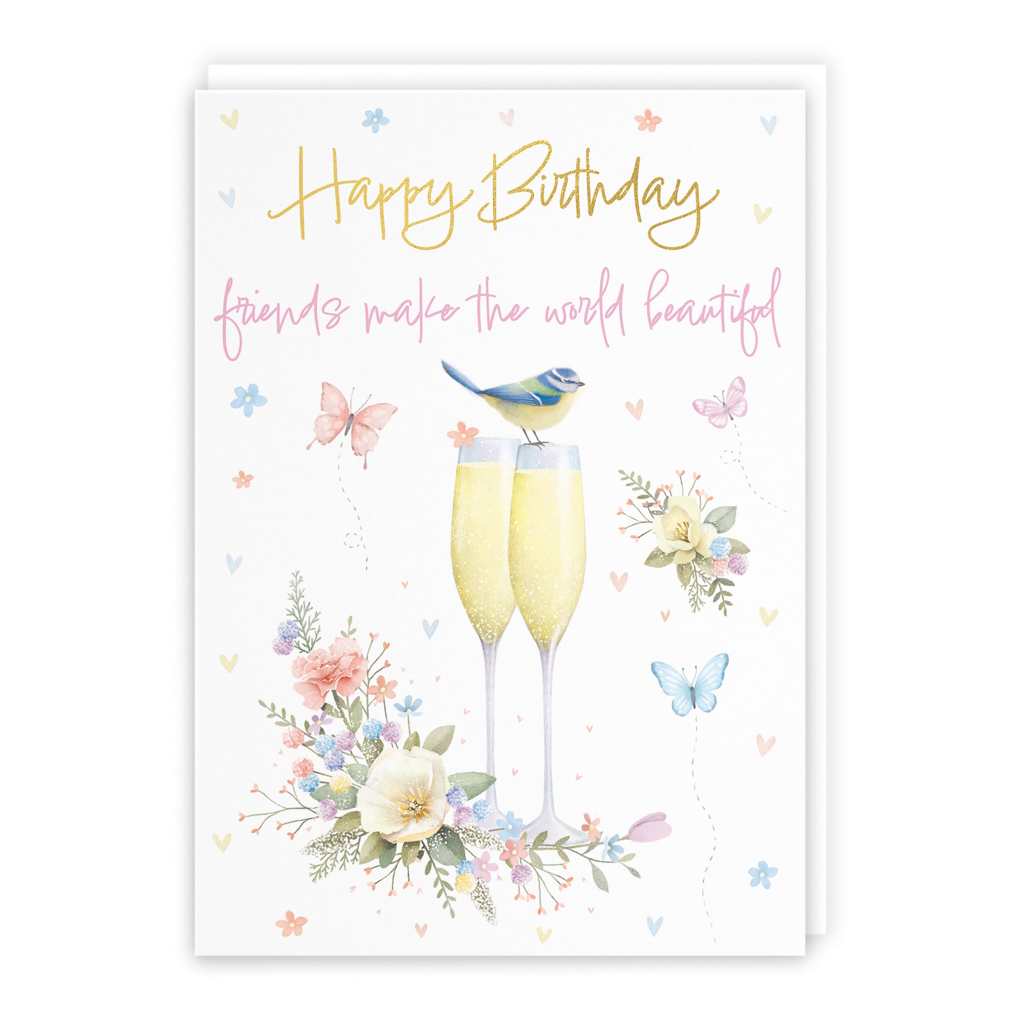 Friends Make The World Beautiful Champagne Flutes Gold Foil Birthday Card - Default Title (B0CZ4DZQL3)
