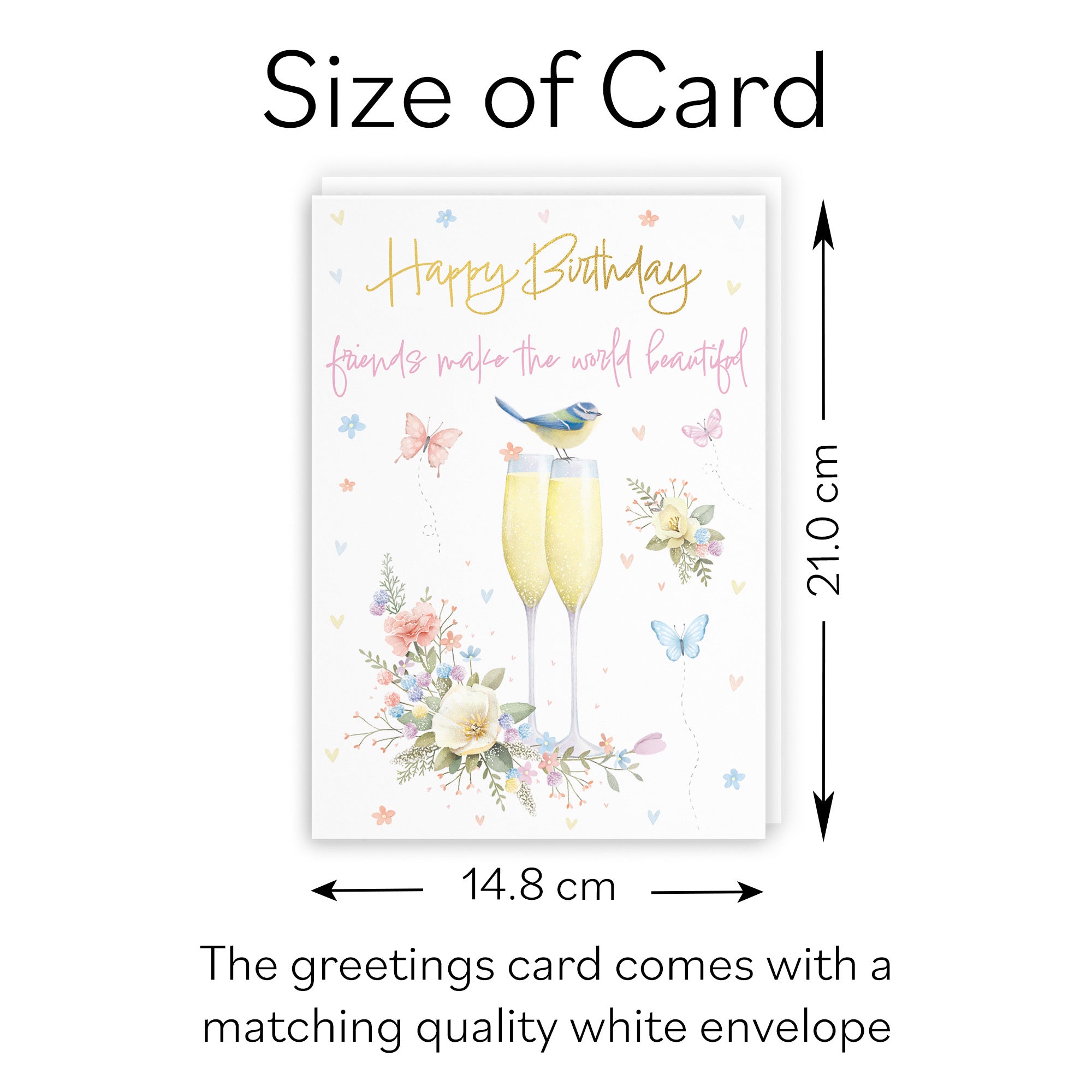 Friends Make The World Beautiful Champagne Flutes Gold Foil Birthday Card - Default Title (B0CZ4DZQL3)