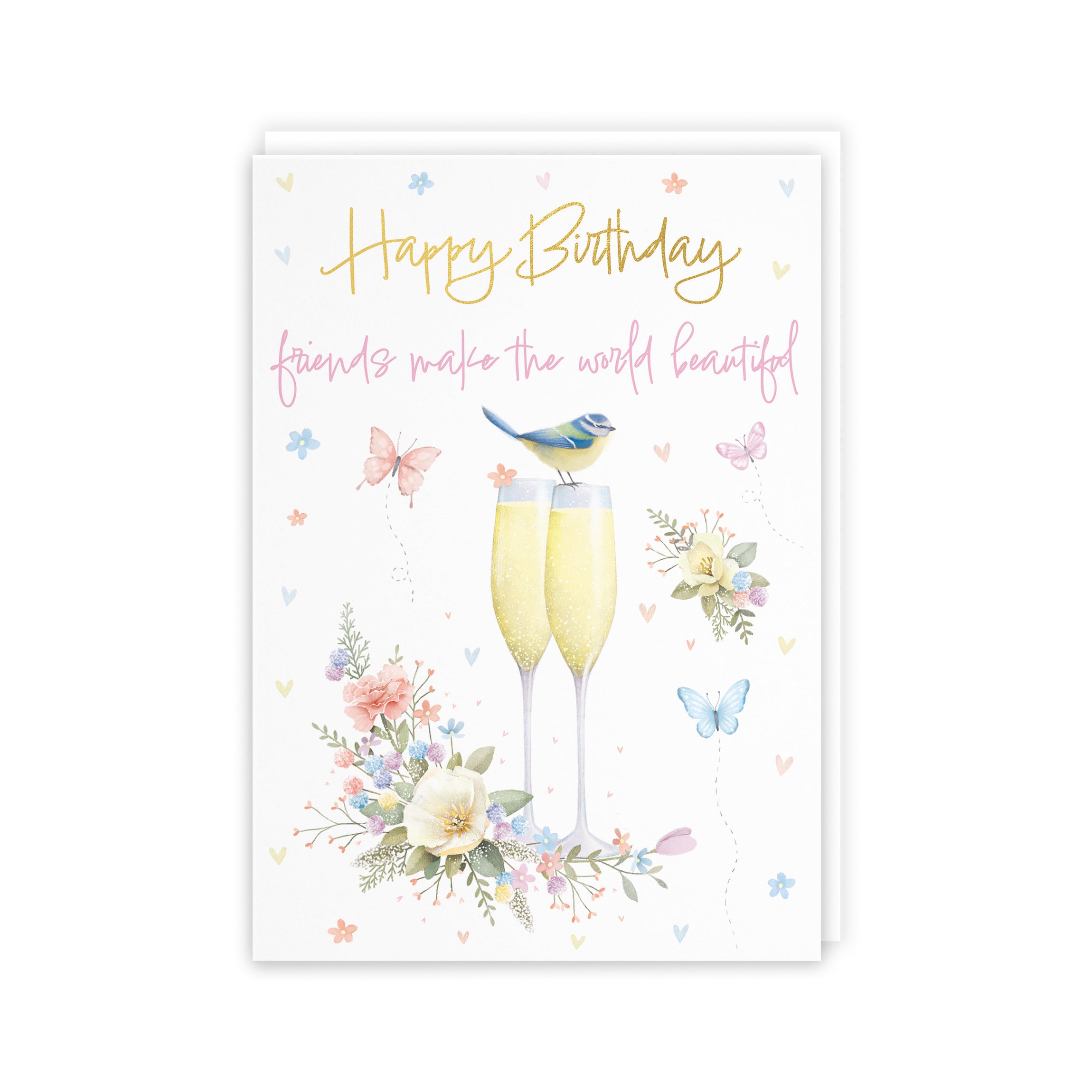 Friends Make The World Beautiful Champagne Flutes Gold Foil Birthday Card - Default Title (B0CZ4DZQL3)