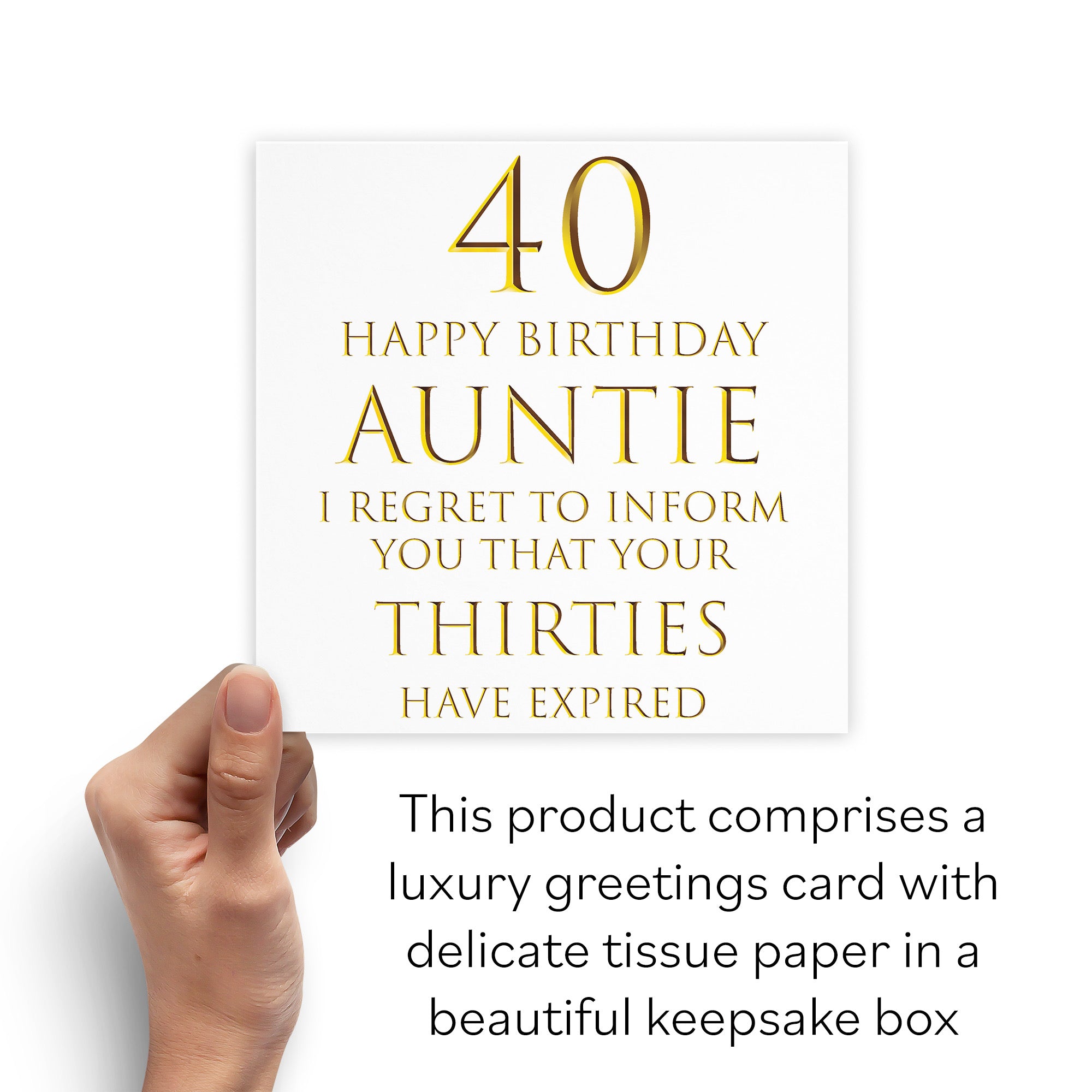 Boxed 40th Auntie Birthday Card Regret To Inform You Milano - Default Title (B0D4ZKQJMM)