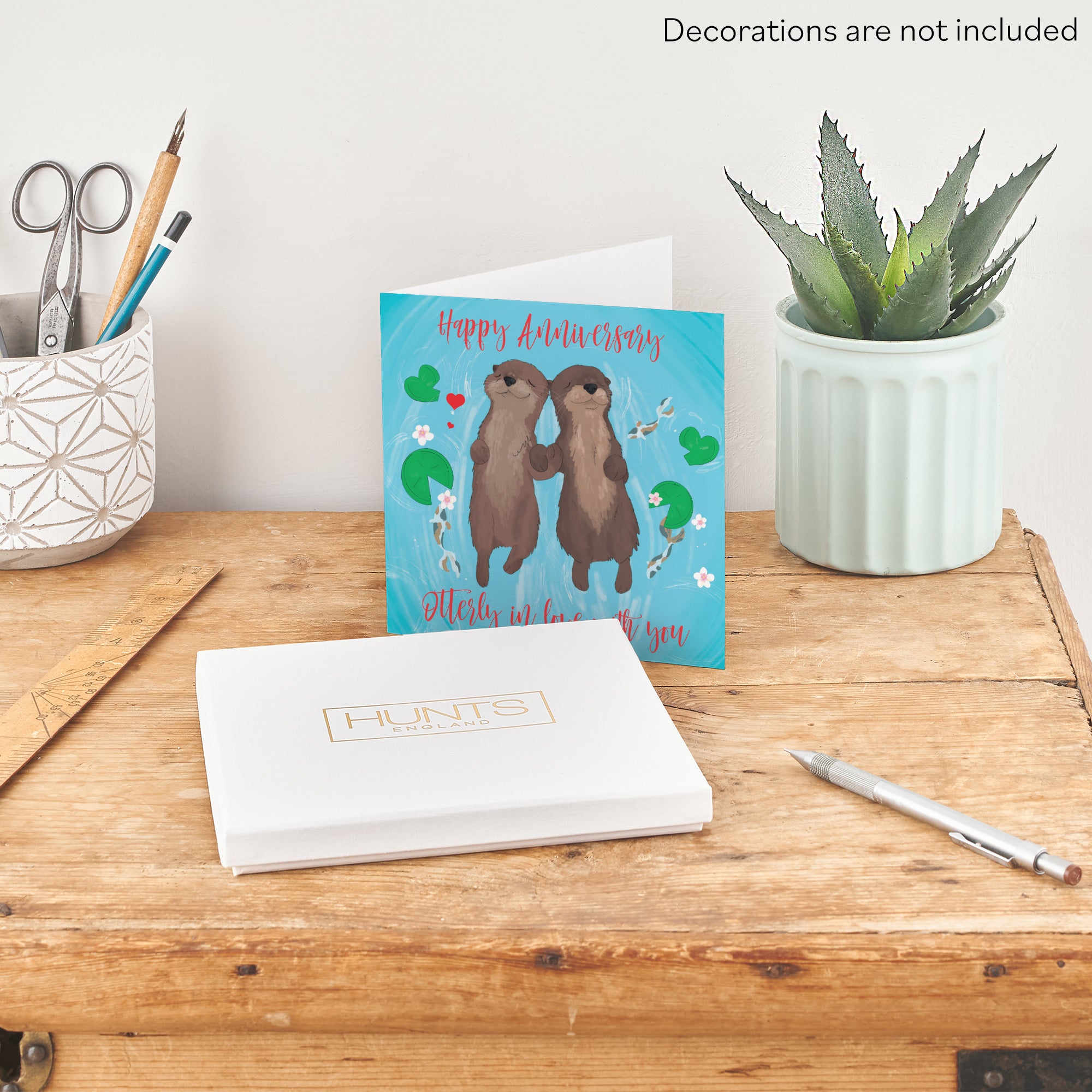 Boxed Romantic Otters Anniversary Card Cute Animals - Default Title (B0D4ZL5JQN)