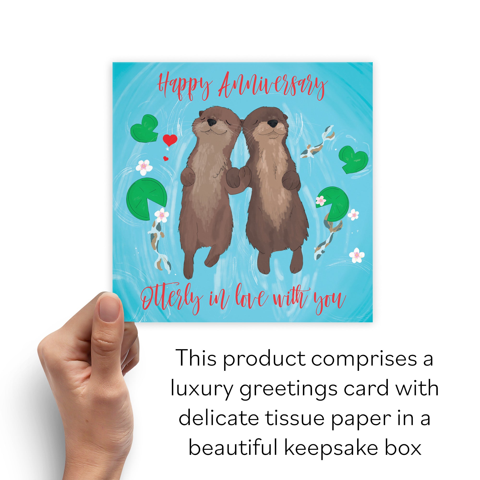 Boxed Romantic Otters Anniversary Card Cute Animals - Default Title (B0D4ZL5JQN)