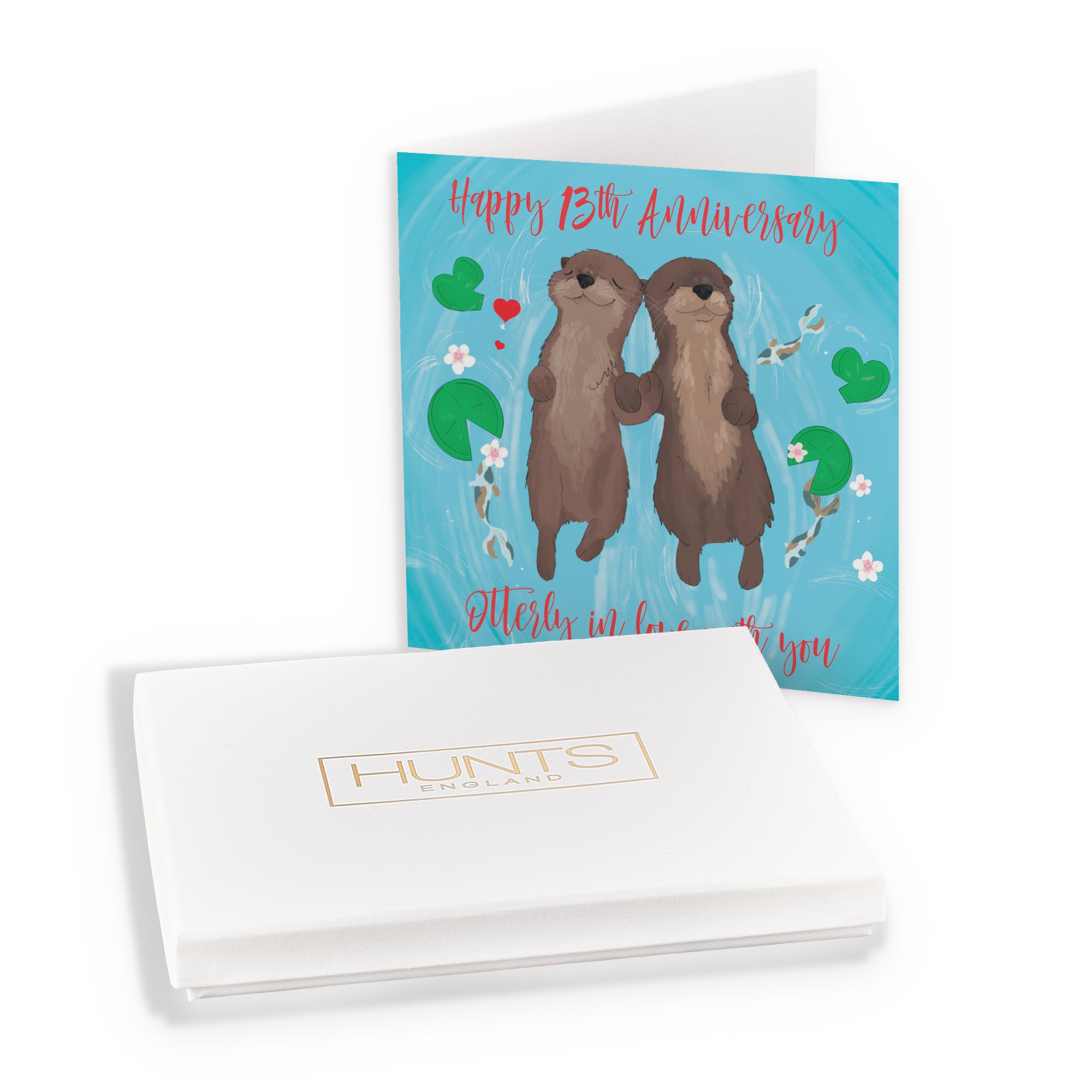 Boxed Otters 13th Anniversary Card Cute Animals - Default Title (B0D4ZL8DVS)