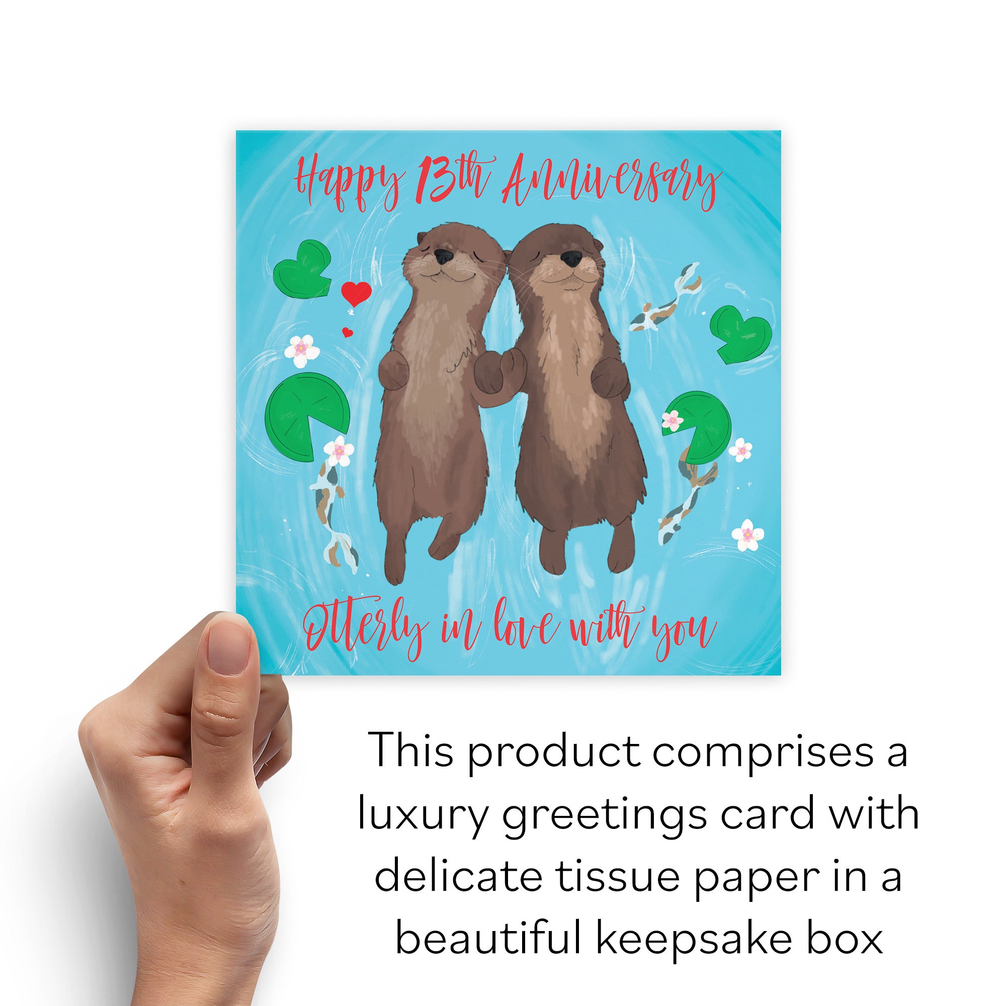 Boxed Otters 13th Anniversary Card Cute Animals - Default Title (B0D4ZL8DVS)