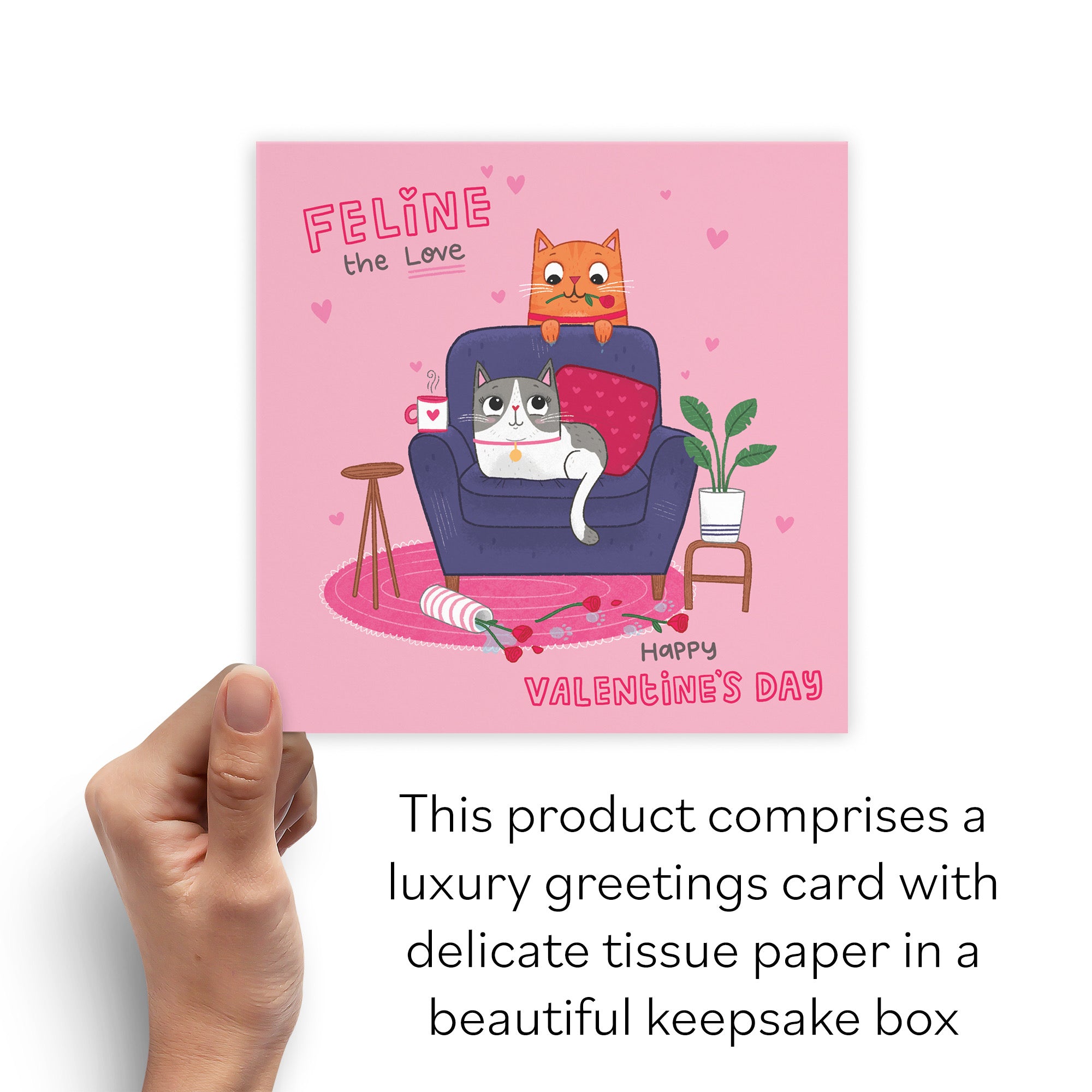 Boxed Cute Cat Valentine's Day Card Iconic - Default Title (B0D4ZLF6TS)