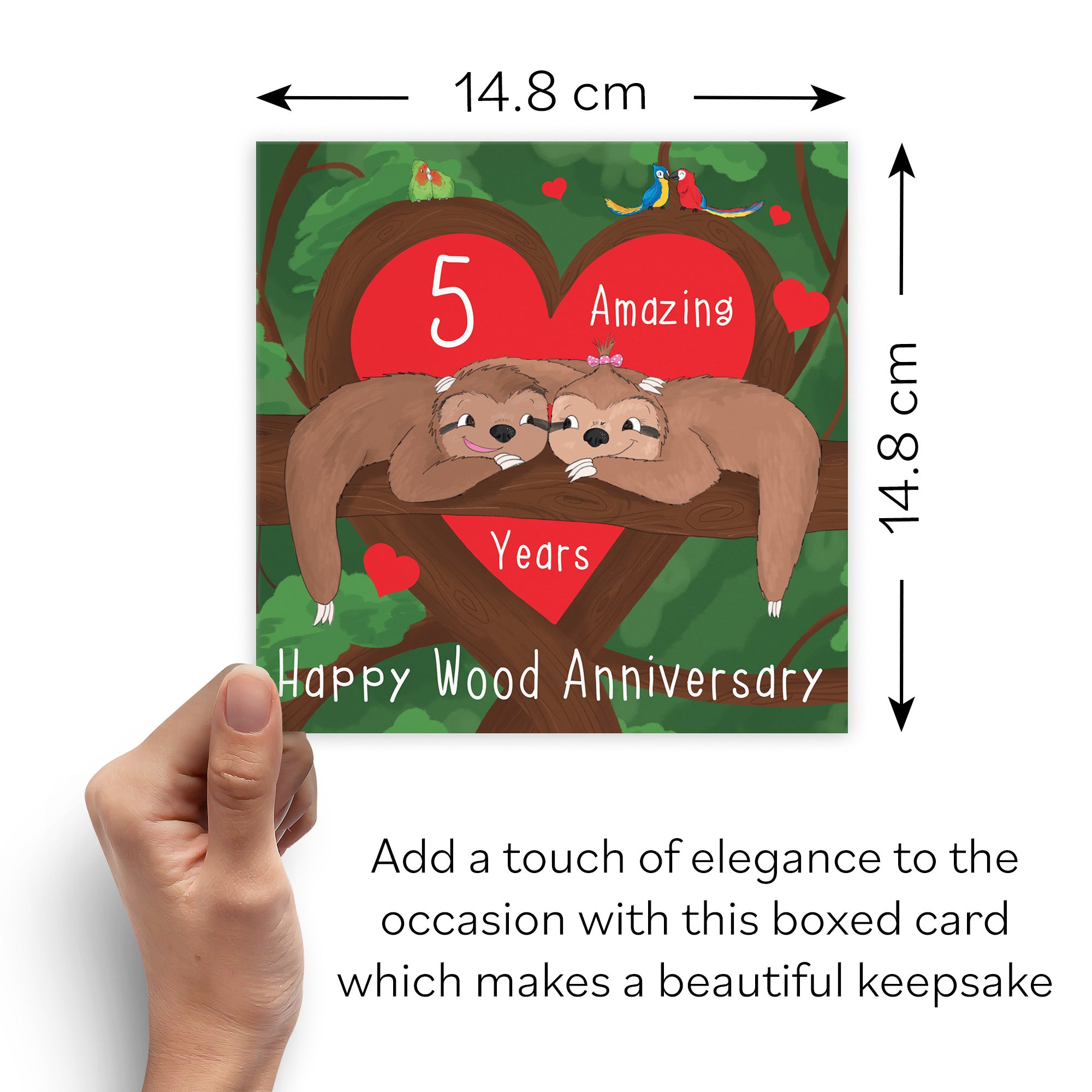 Boxed Sloths 5th Anniversary Card Cute Animals - Default Title (B0D4ZMBXT4)