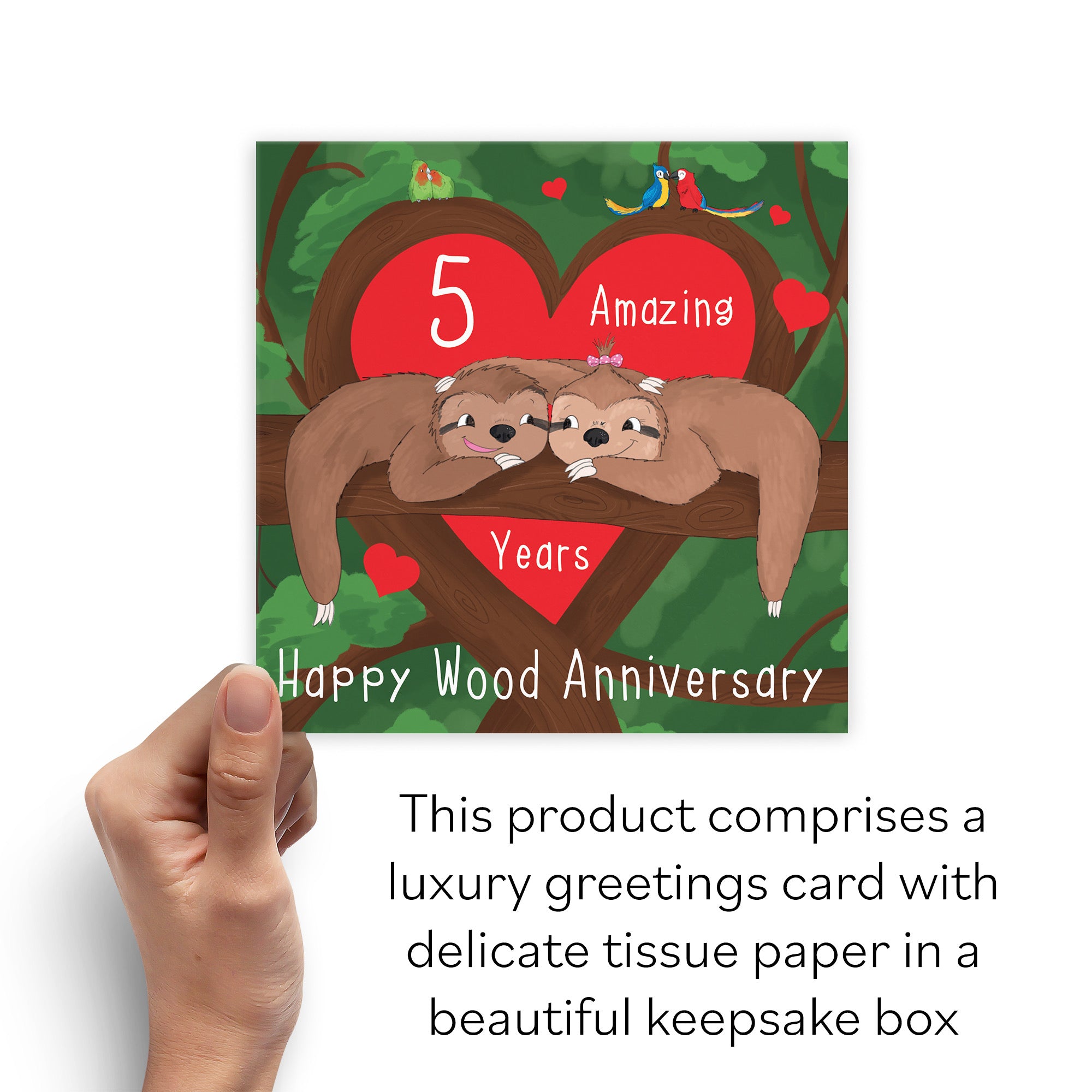 Boxed Sloths 5th Anniversary Card Cute Animals - Default Title (B0D4ZMBXT4)