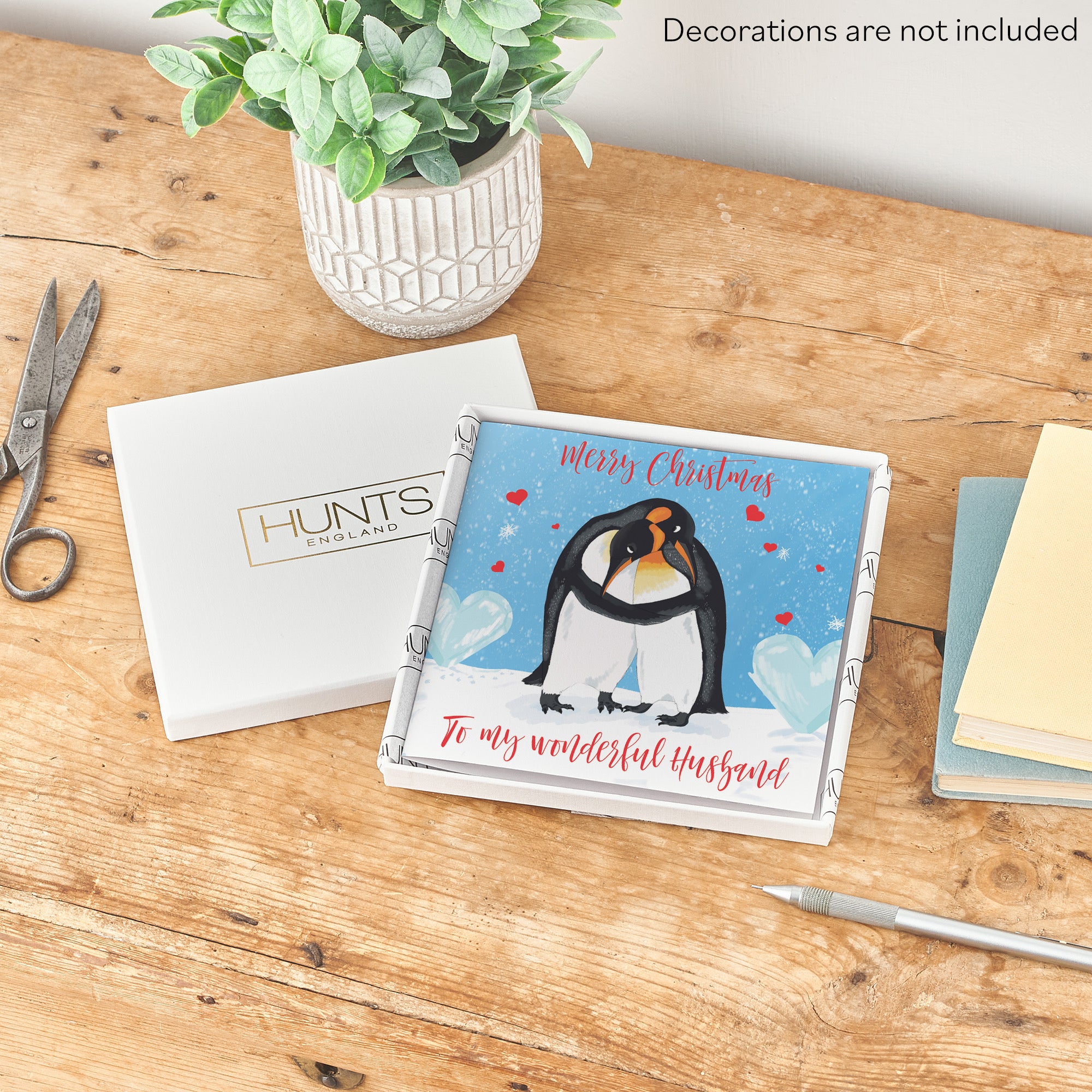 Boxed Husband Penguins Hugging Christmas Card Cute Animals - Default Title (B0D4ZMLP99)