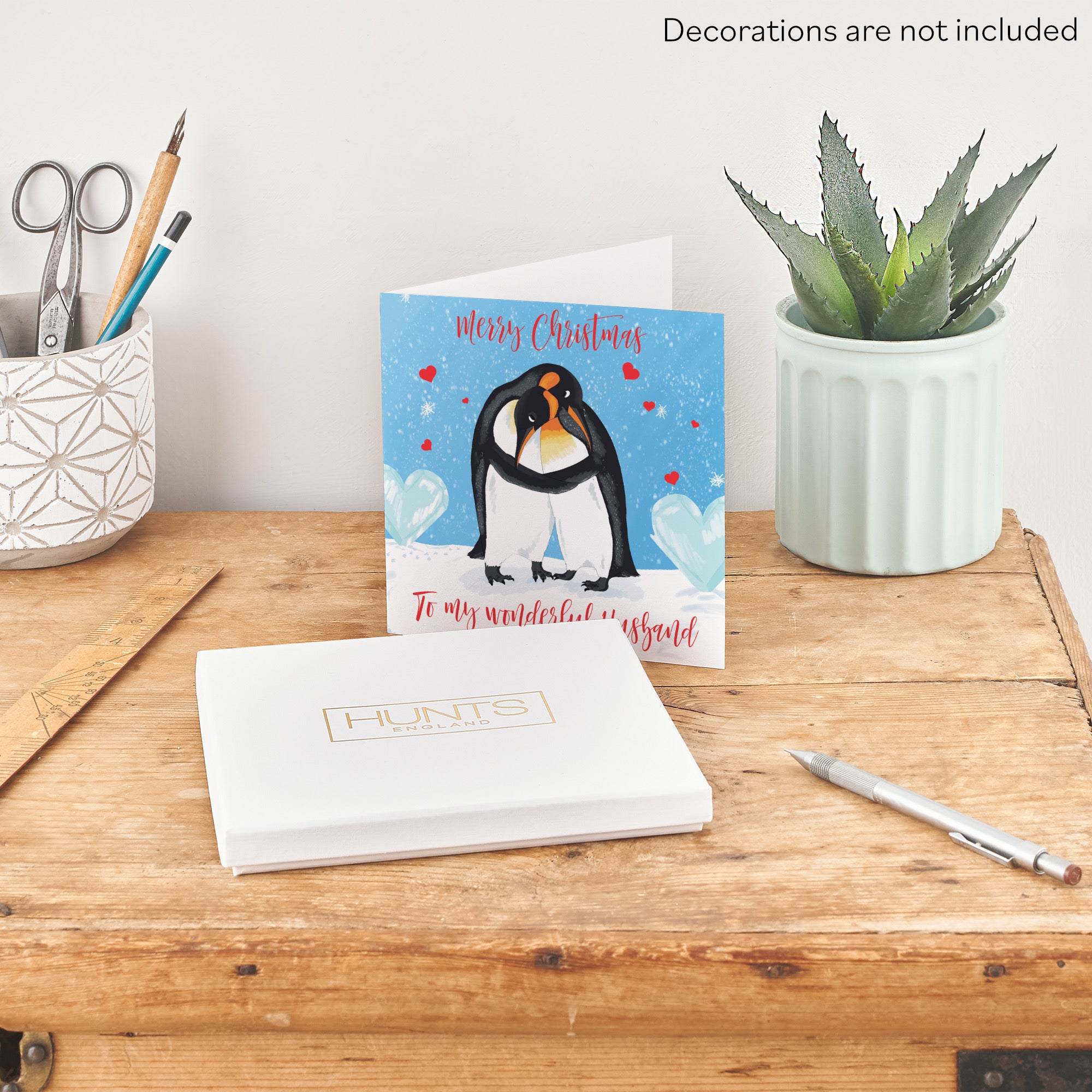 Boxed Husband Penguins Hugging Christmas Card Cute Animals - Default Title (B0D4ZMLP99)