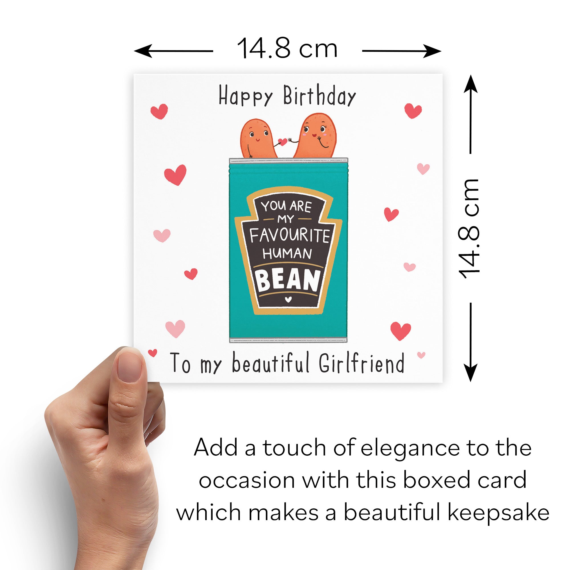 Boxed Girlfriend Bean Birthday Card Hearts Iconic - Default Title (B0D4ZMSTVB)