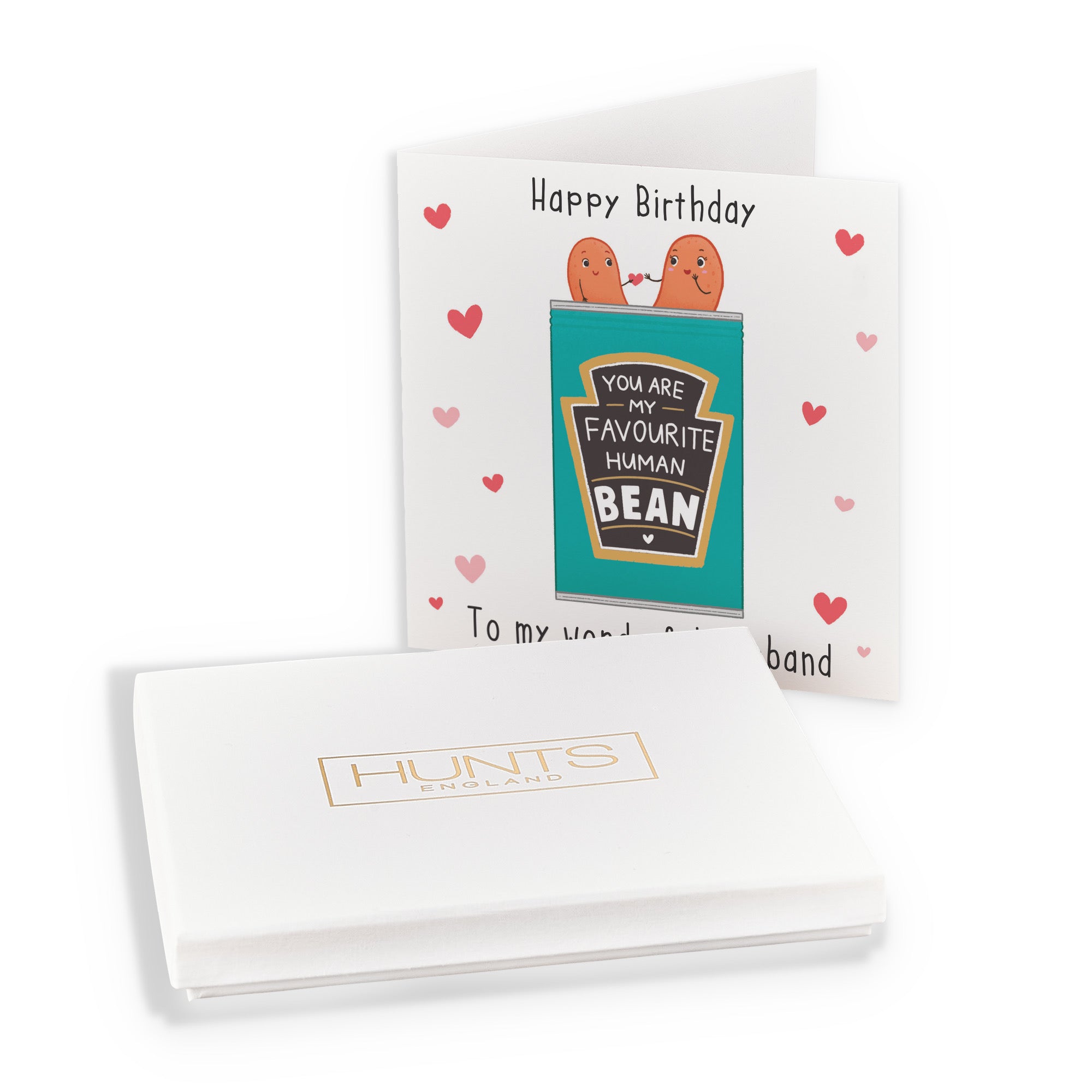 Boxed Husband Bean Birthday Card Hearts Iconic - Default Title (B0D4ZMT8T1)