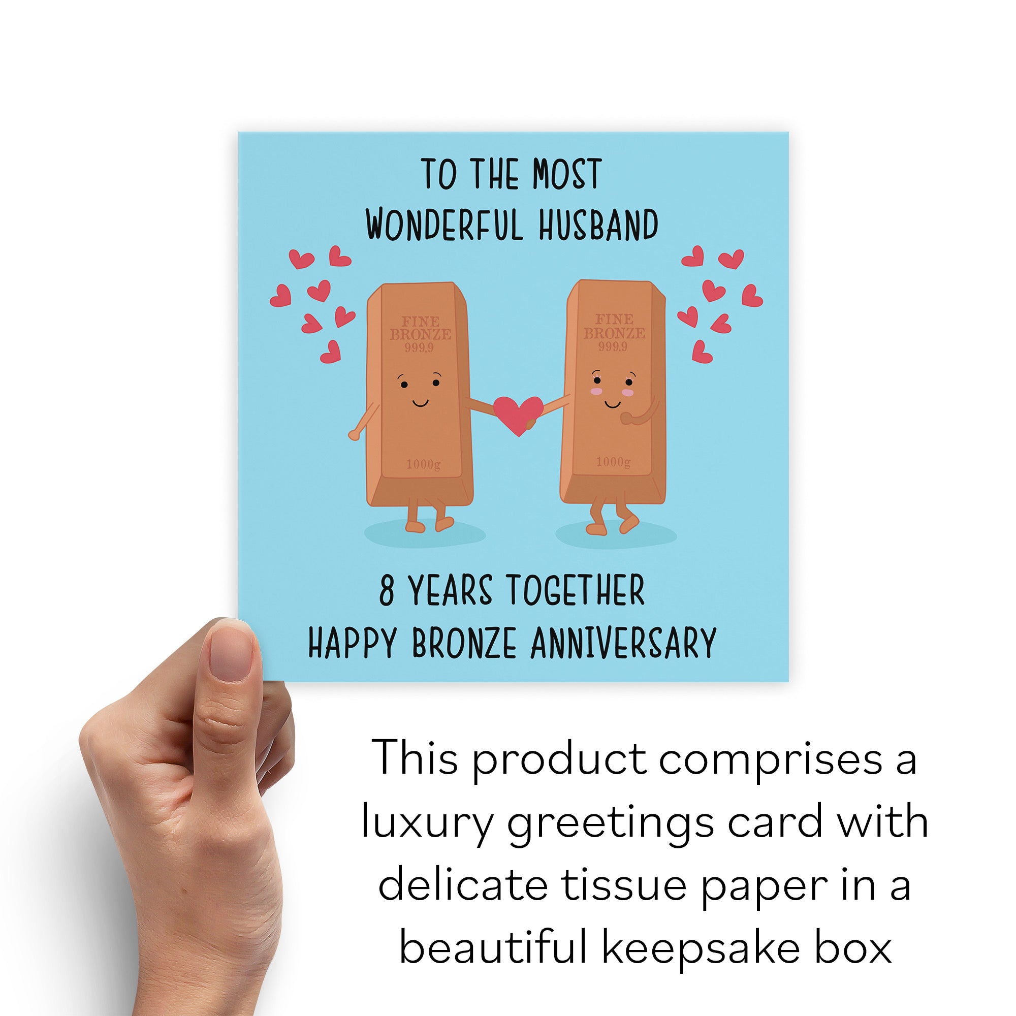 Boxed 8th Husband Anniversary Card Iconic - Default Title (B0D4ZN7F5L)