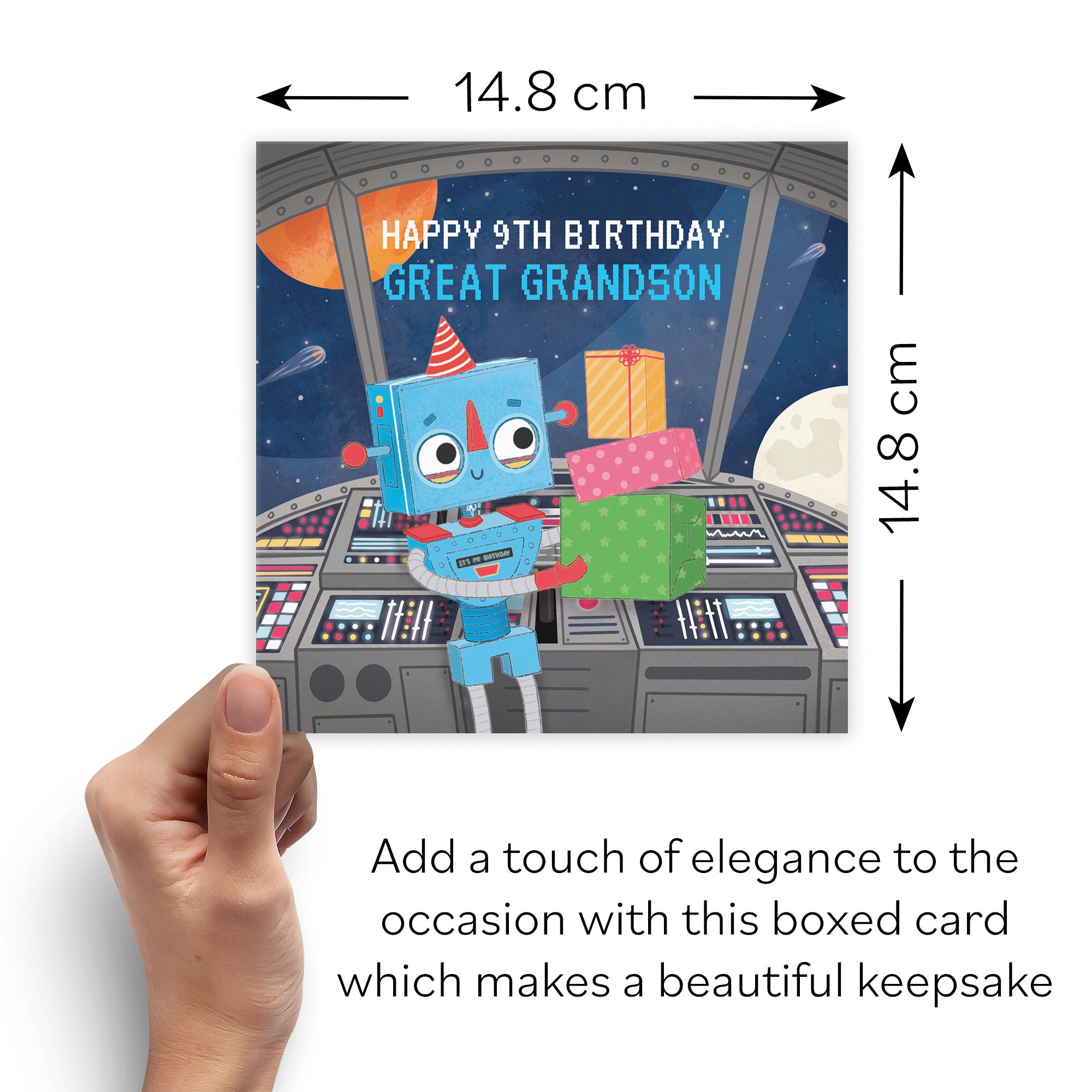 Boxed 9th Great Grandson Space Robot Birthday Card Imagination - Default Title (B0D4ZNCDDG)