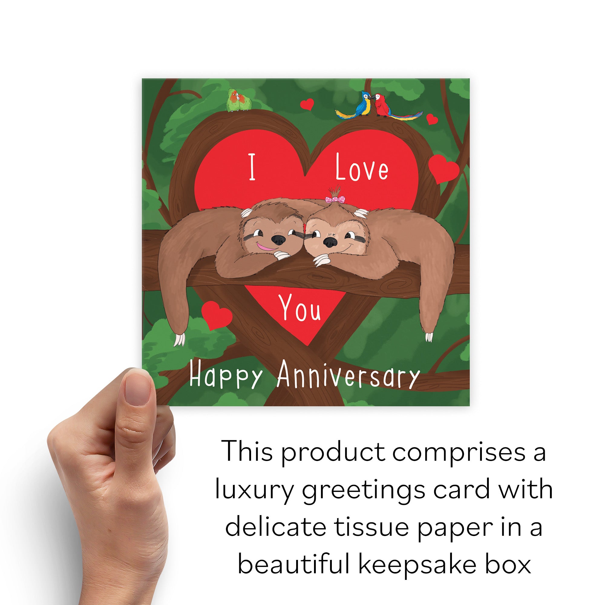 Boxed Romantic Sloths Anniversary Card Cute Animals - Default Title (B0D4ZNZF11)