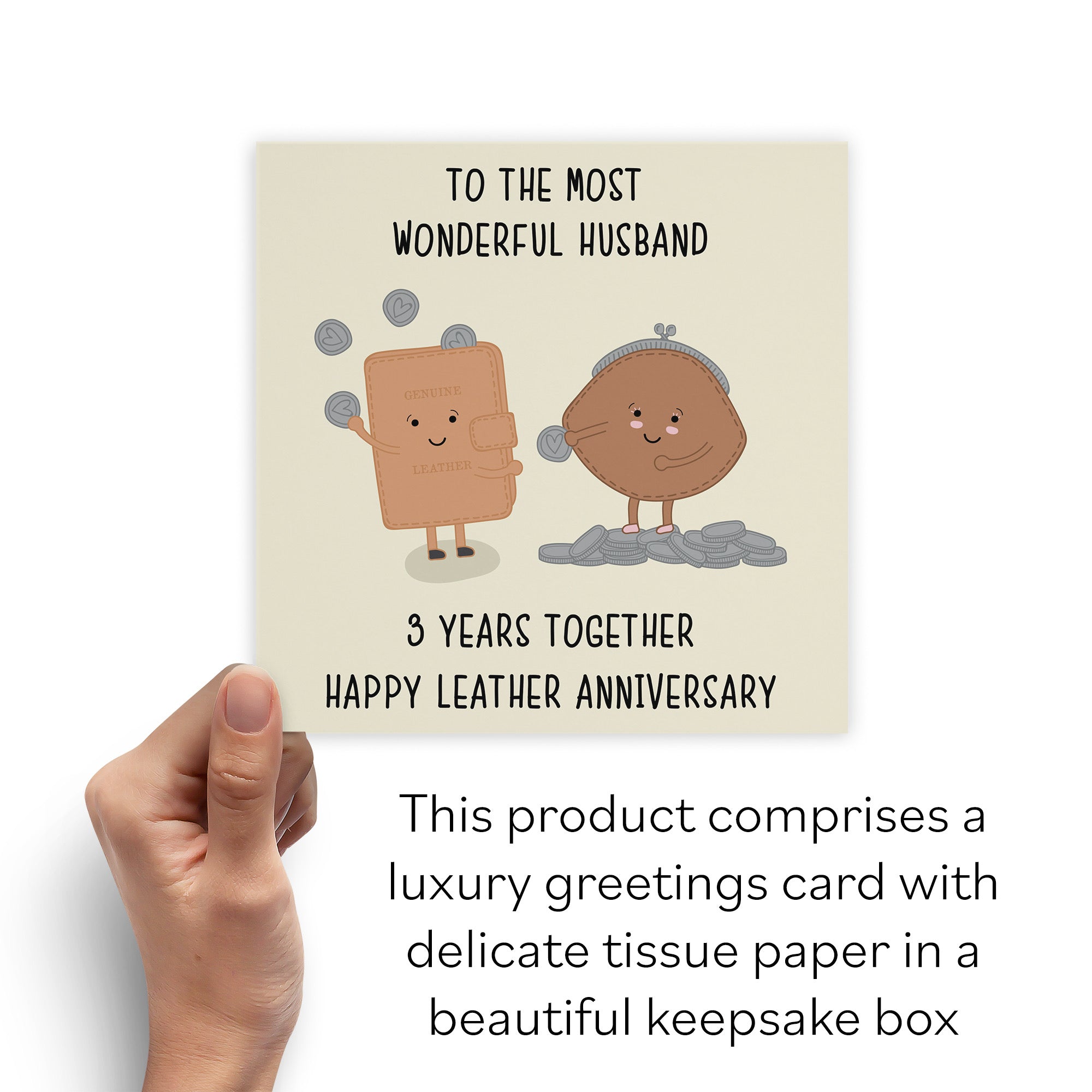 Boxed 3rd Husband Anniversary Card Iconic - Default Title (B0D4ZP3462)