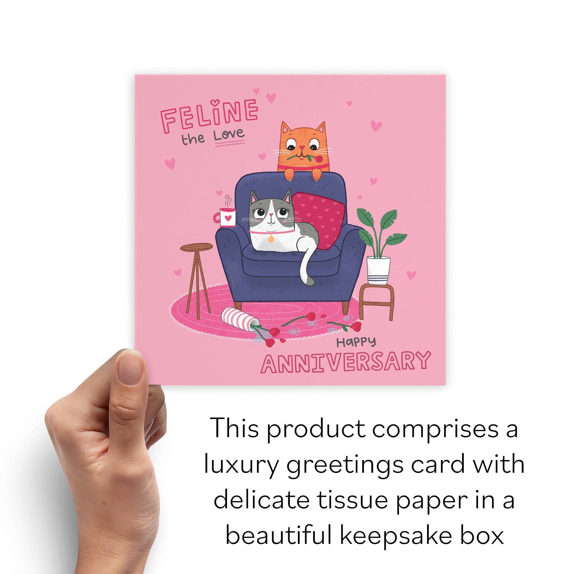 Boxed Romantic Cat Anniversary Card Iconic - Default Title (B0D4ZP8X4Z)