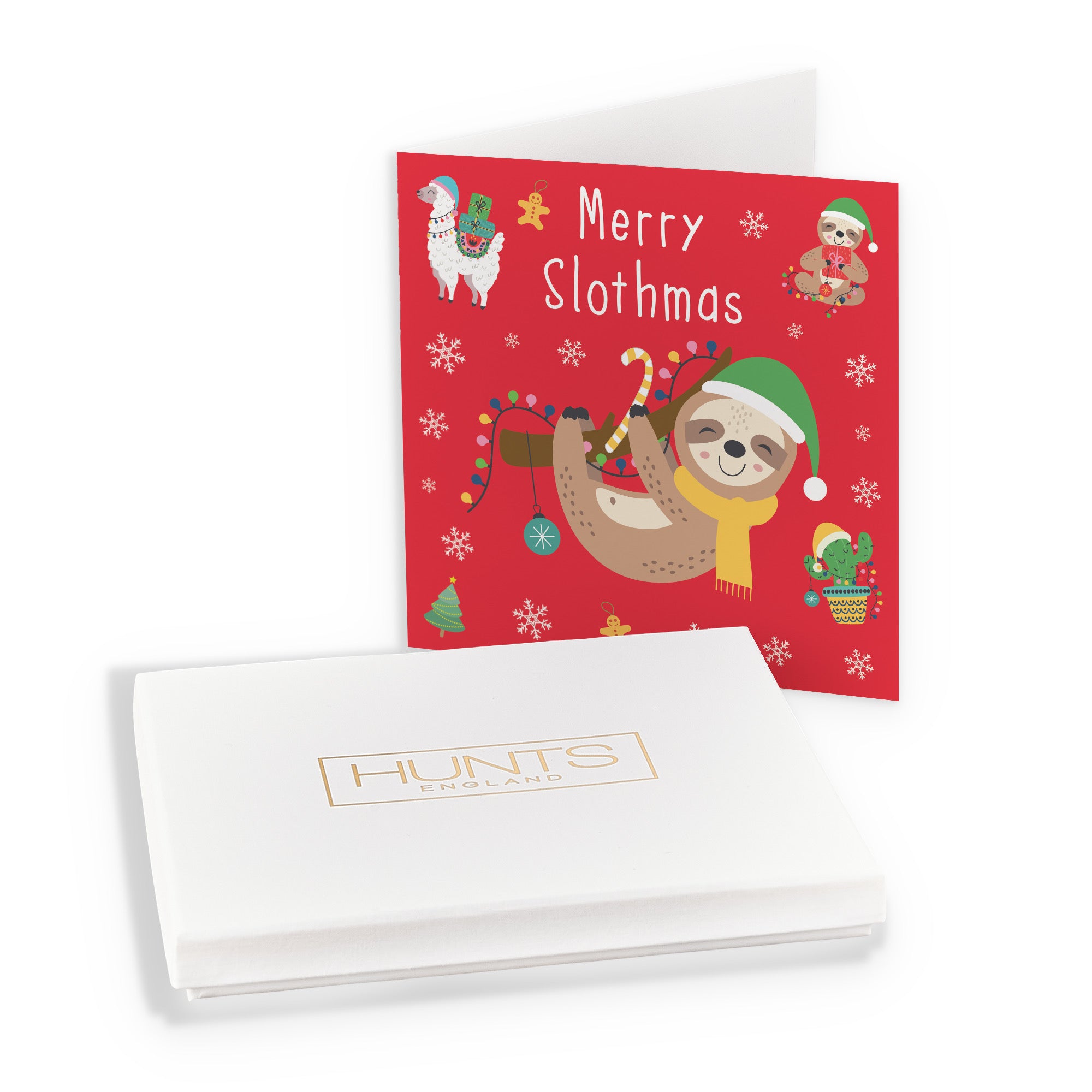 Boxed Individual Christmas Card Sloth & Llama - Default Title (B0D4ZPDY17)