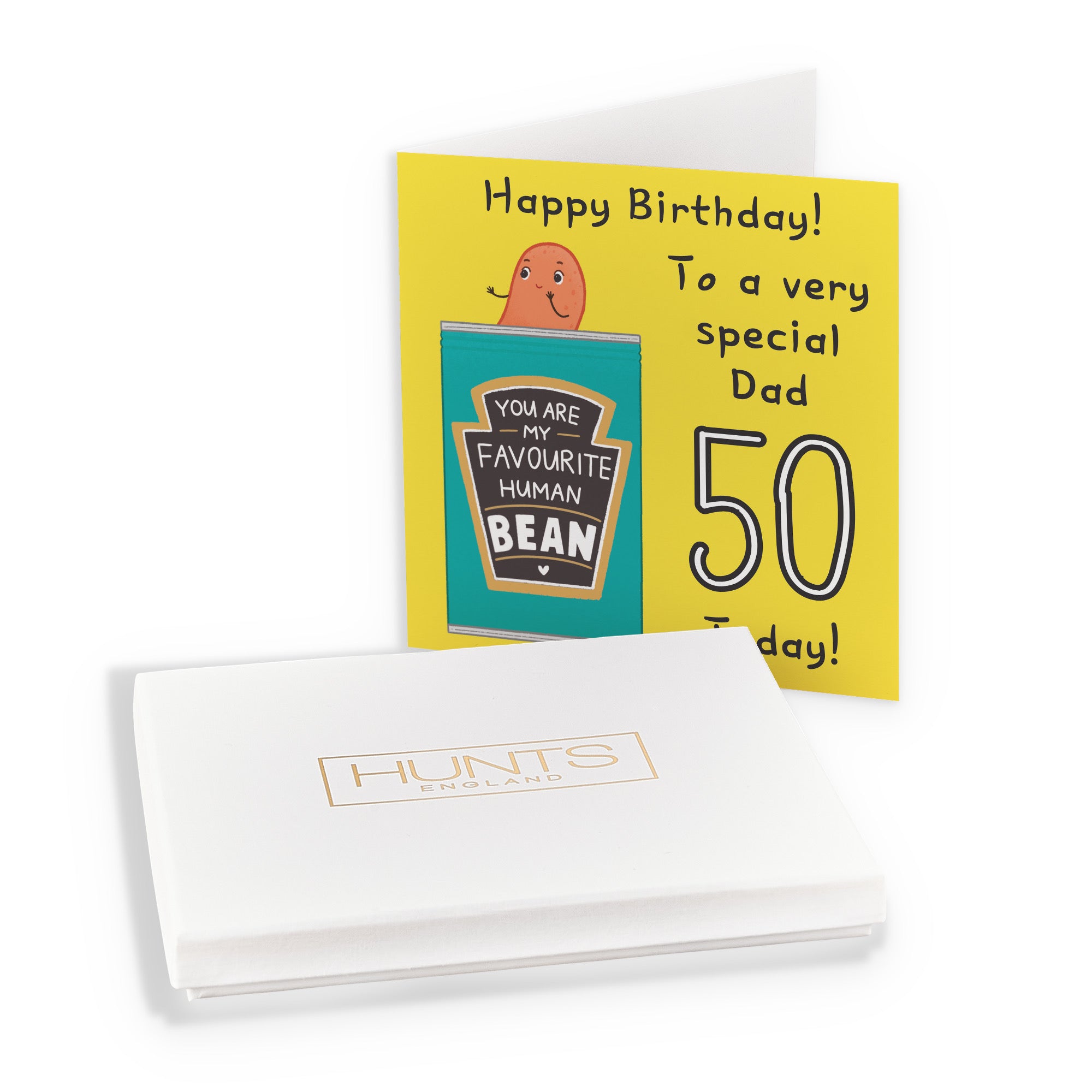 Boxed 50th Dad Bean Birthday Card Yellow Iconic - Default Title (B0D511BMZC)