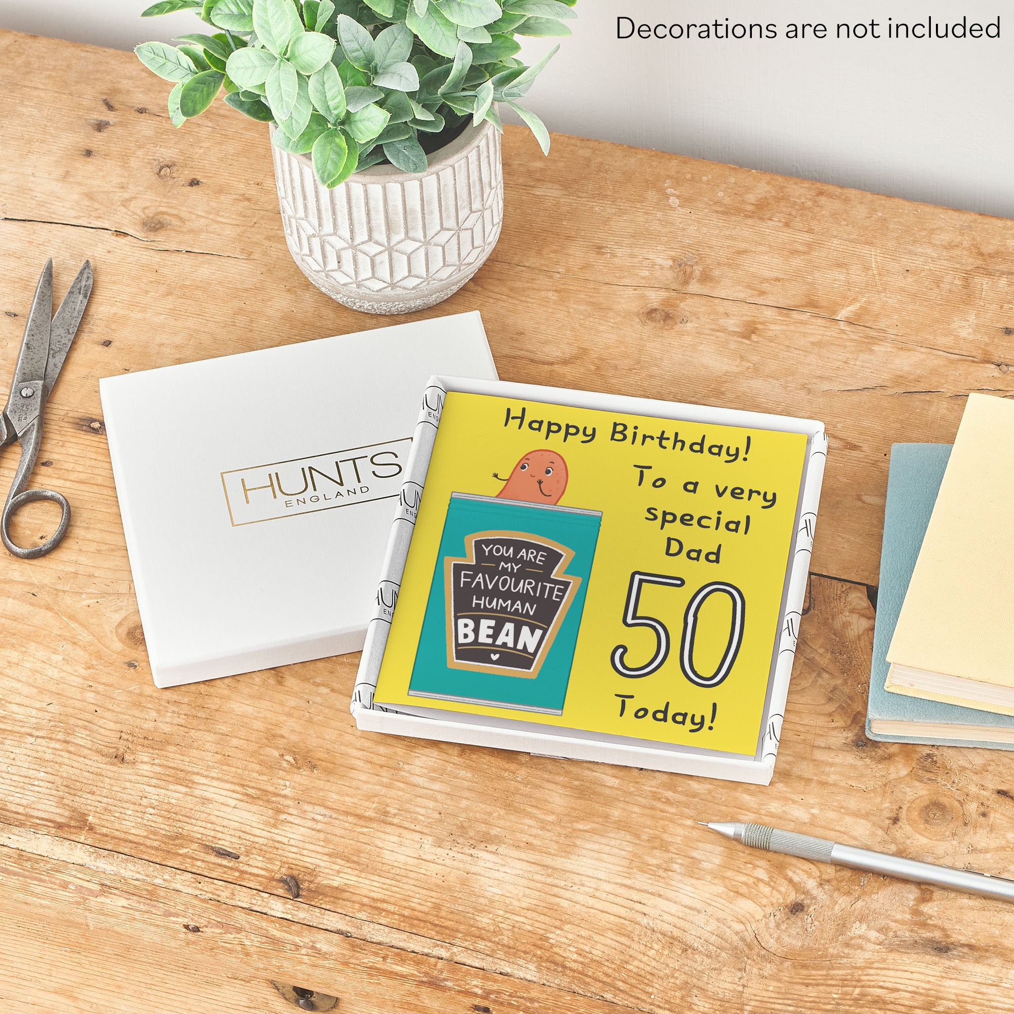 Boxed 50th Dad Bean Birthday Card Yellow Iconic - Default Title (B0D511BMZC)