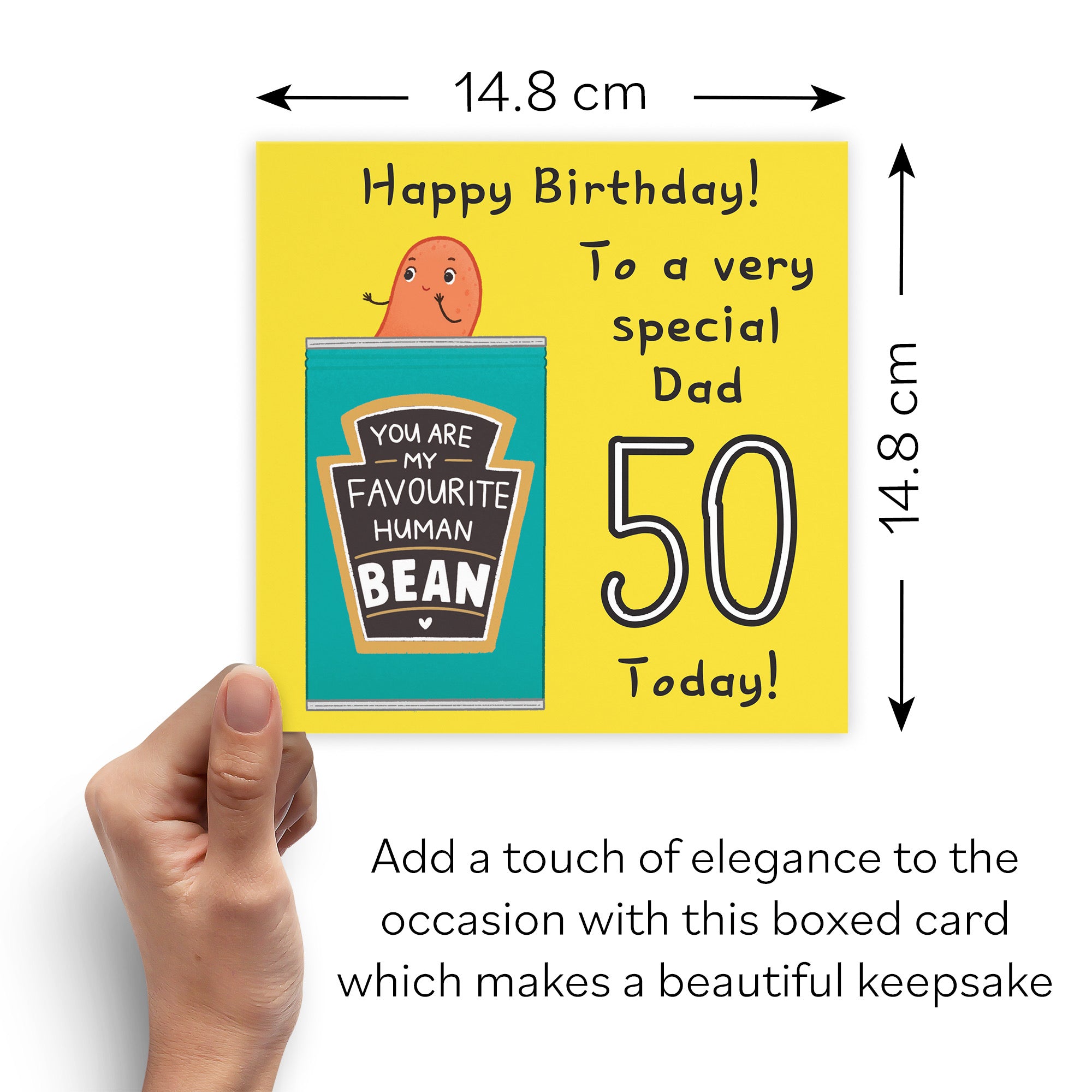 Boxed 50th Dad Bean Birthday Card Yellow Iconic - Default Title (B0D511BMZC)