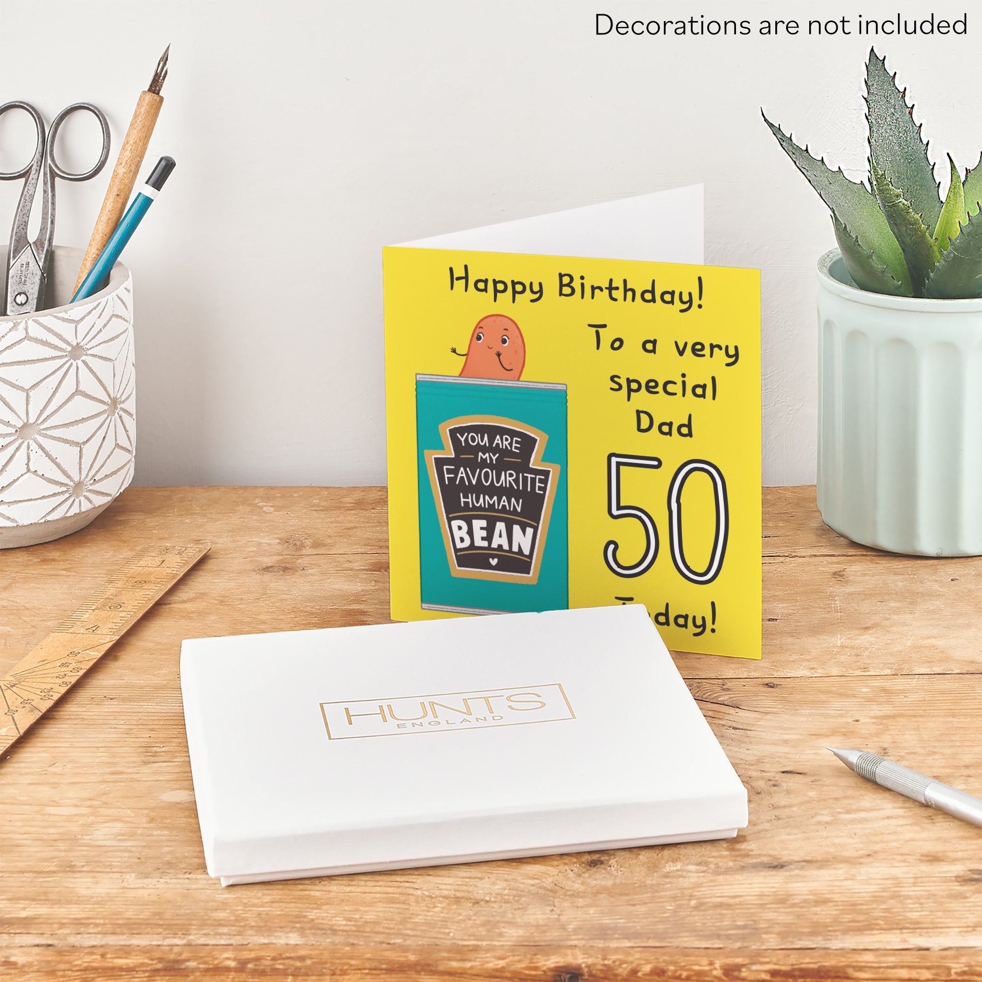 Boxed 50th Dad Bean Birthday Card Yellow Iconic - Default Title (B0D511BMZC)