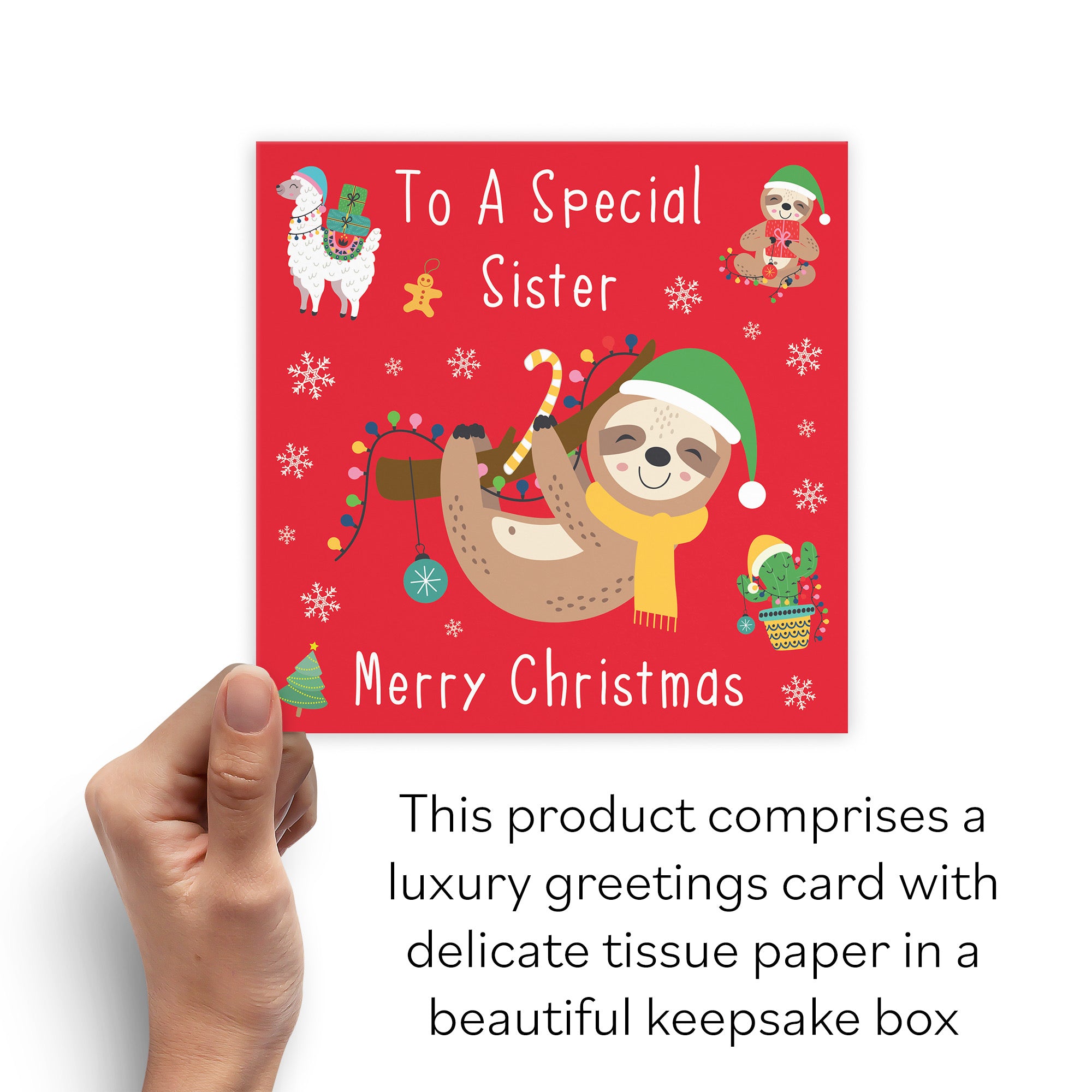 Boxed Sister Christmas Card Sloth & Llama - Default Title (B0D512YMDH)