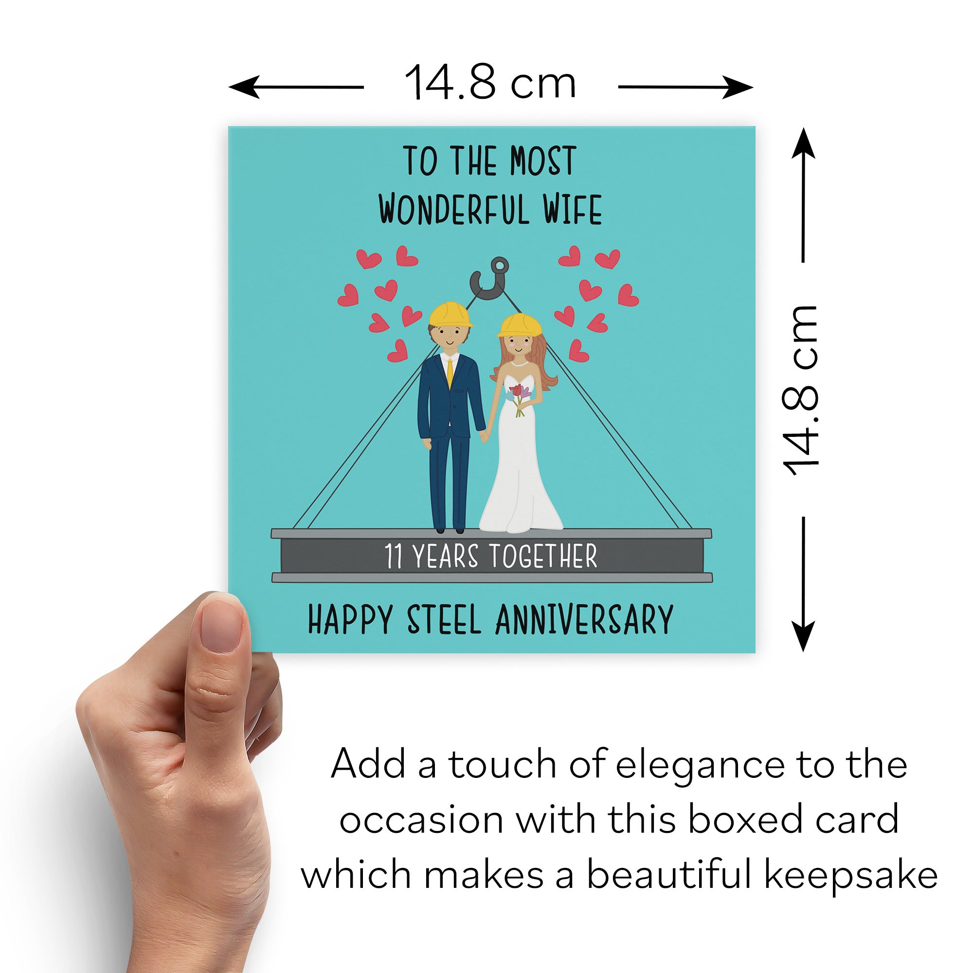 Boxed 11th Wife Anniversary Card Iconic - Default Title (B0D513BHJP)