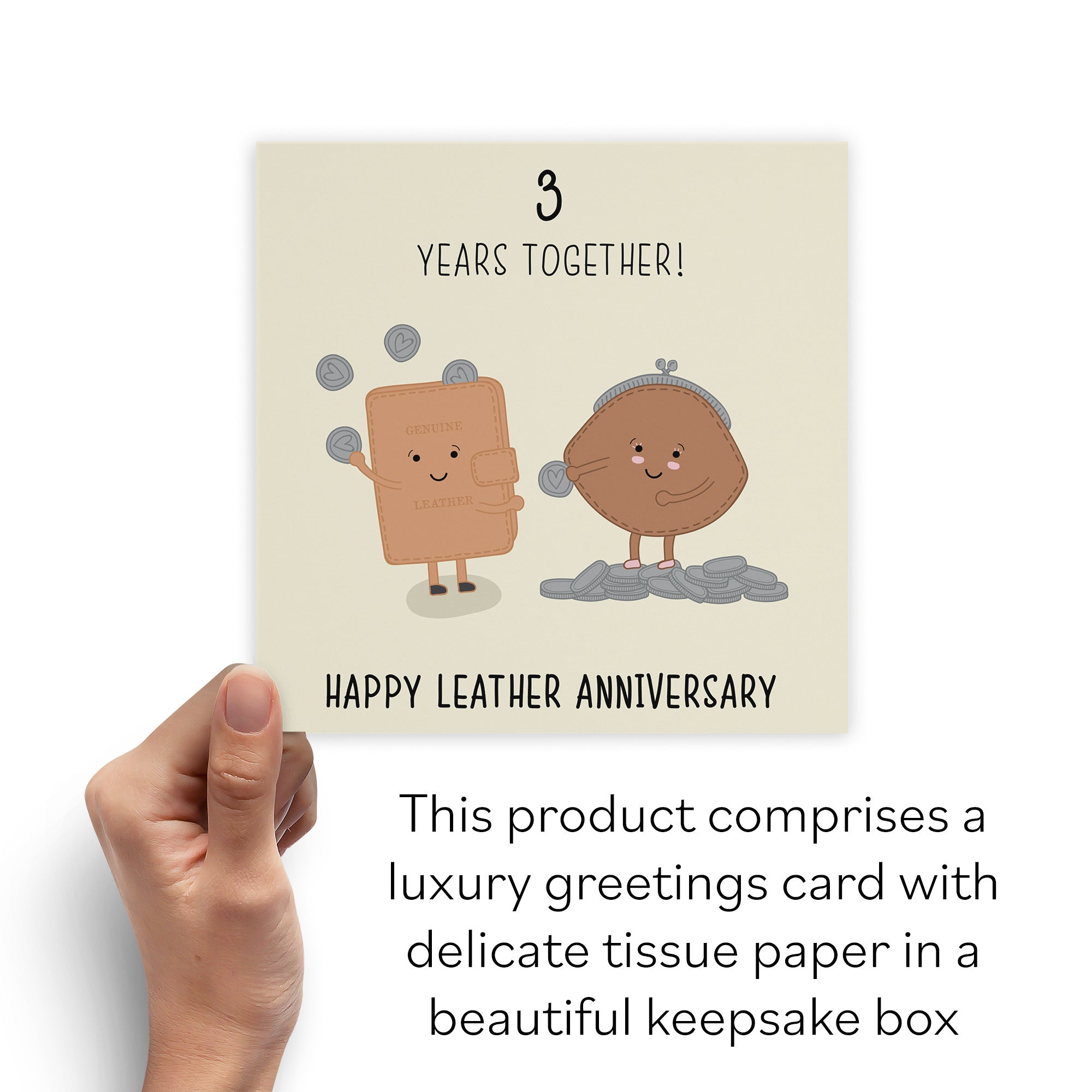 Boxed 3rd Leather Anniversary Card Iconic - Default Title (B0D513K5HP)