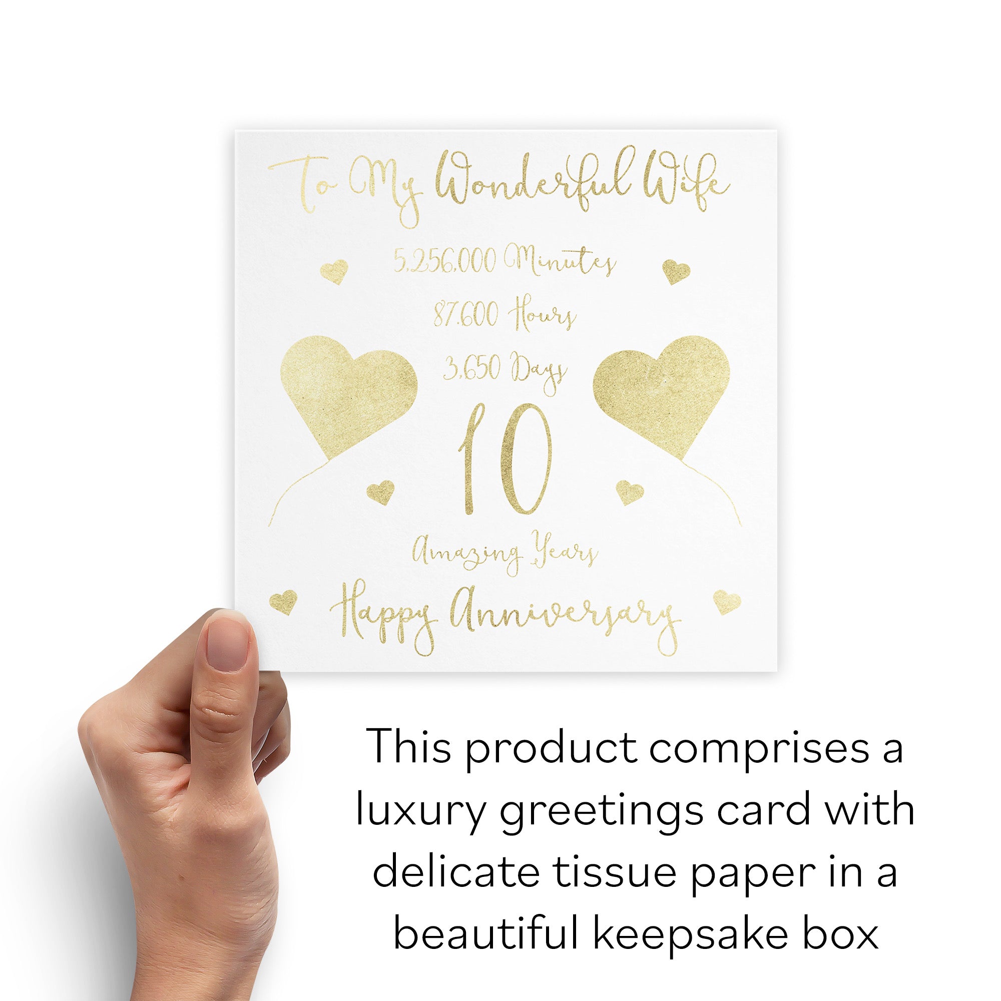 Boxed 10th Wife Wedding Anniversary Card Classic Foil - Default Title (B0D516711P)