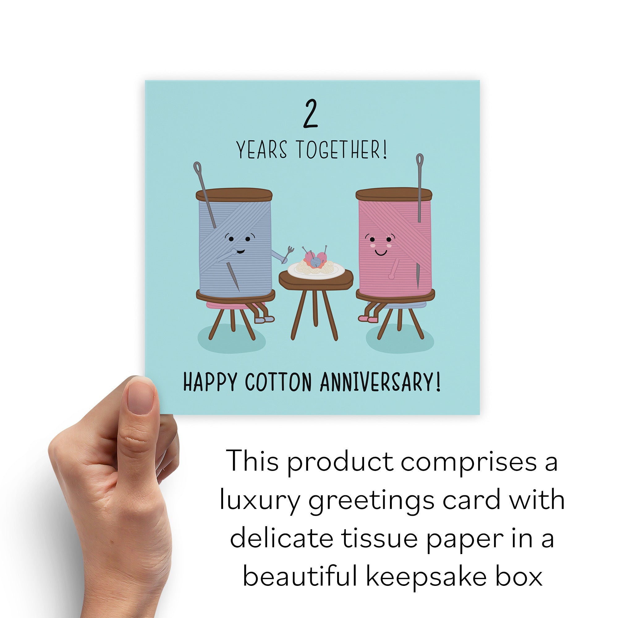 Boxed 2nd Cotton Anniversary Card Iconic - Default Title (B0D51763CW)