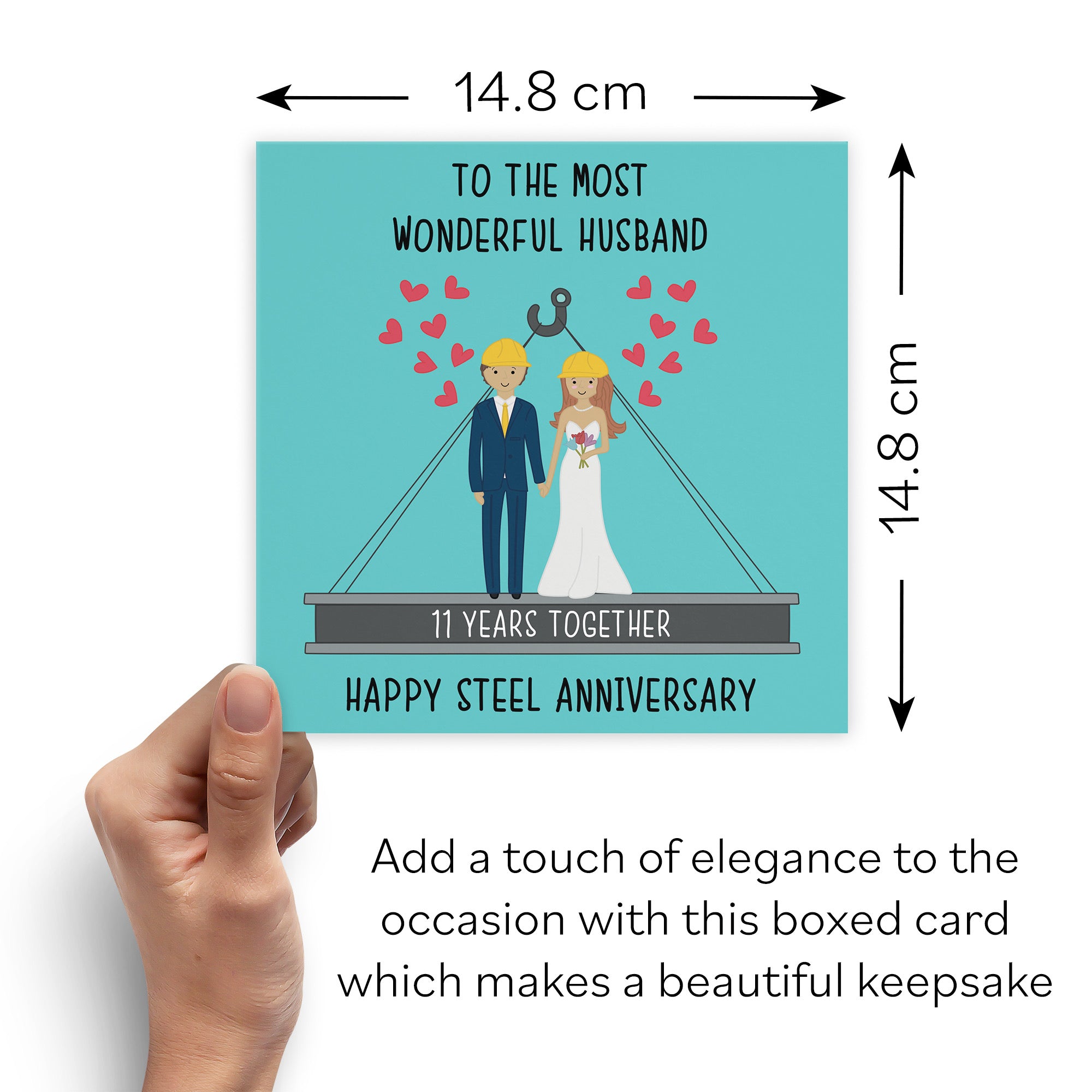 Boxed 11th Husband Anniversary Card Iconic - Default Title (B0D5198357)