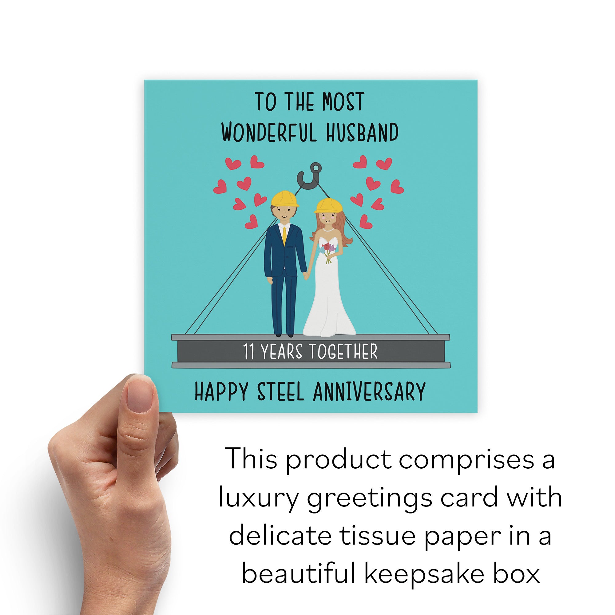 Boxed 11th Husband Anniversary Card Iconic - Default Title (B0D5198357)