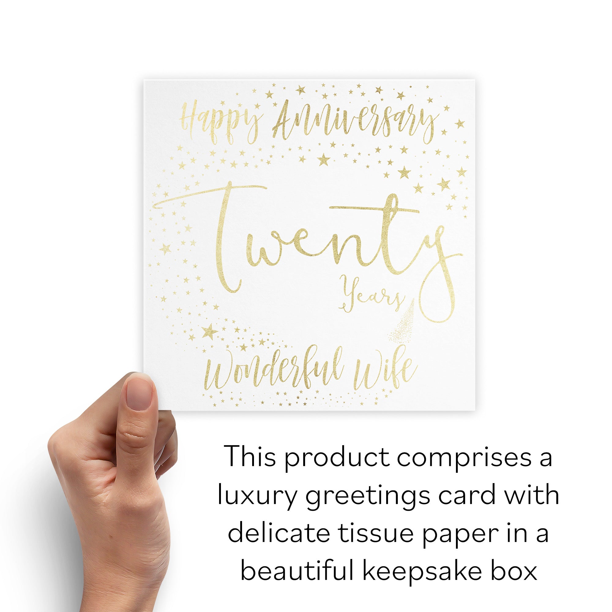 Boxed 20th Wife Anniversary Card Foil Stars - Default Title (B0D523GTT1)