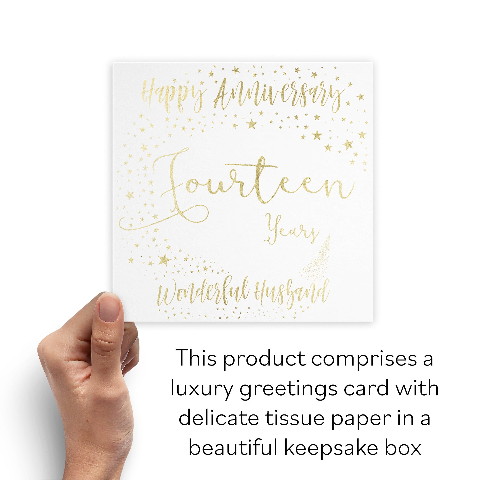 Boxed 14th Husband Anniversary Card Foil Stars - Default Title (B0D528CDBP)