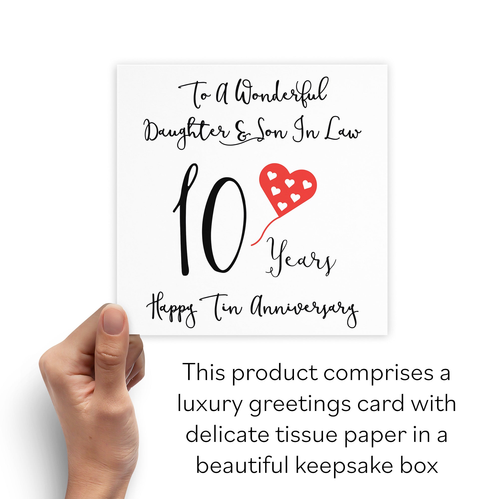 Boxed 10th Daughter And Son In Law Anniversary Card Love Heart - Default Title (B0D548T1WP)