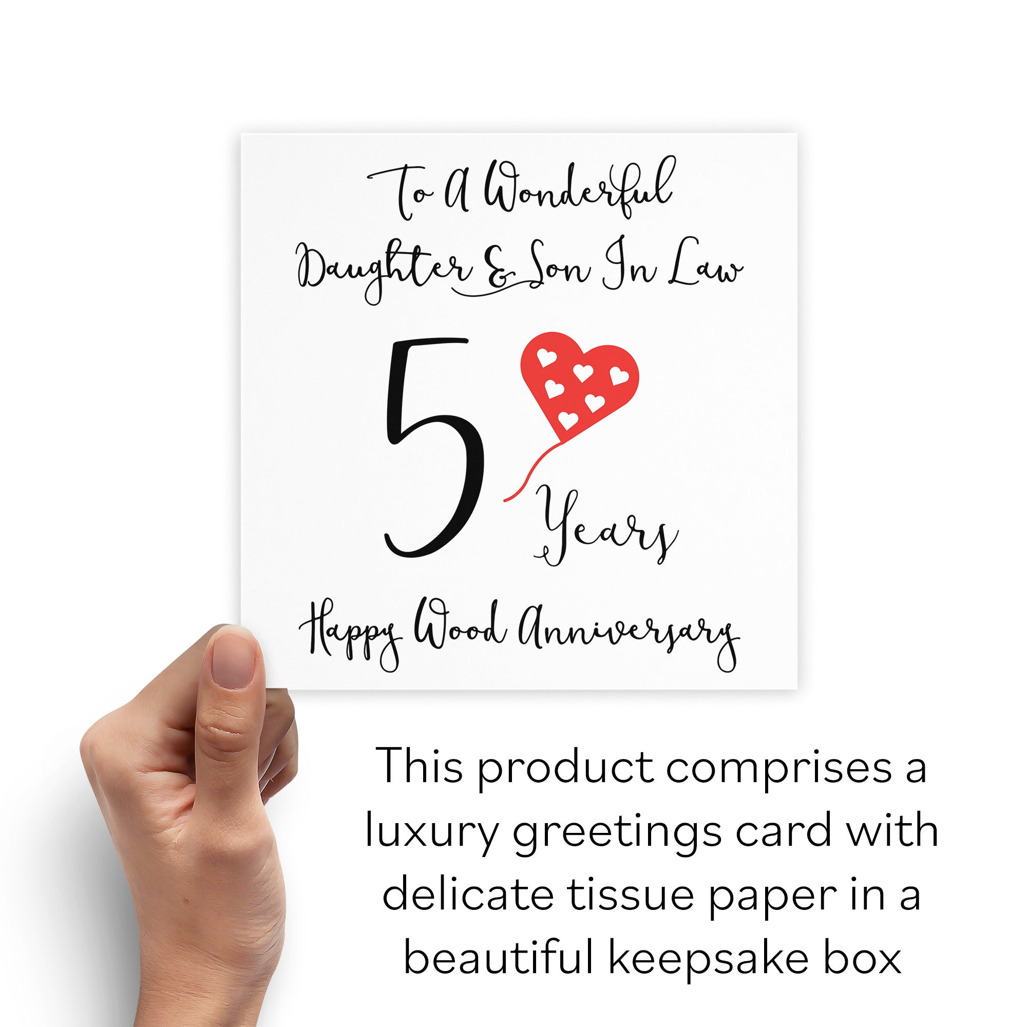 Boxed 5th Daughter And Son In Law Anniversary Card Love Heart - Default Title (B0D548YMMD)