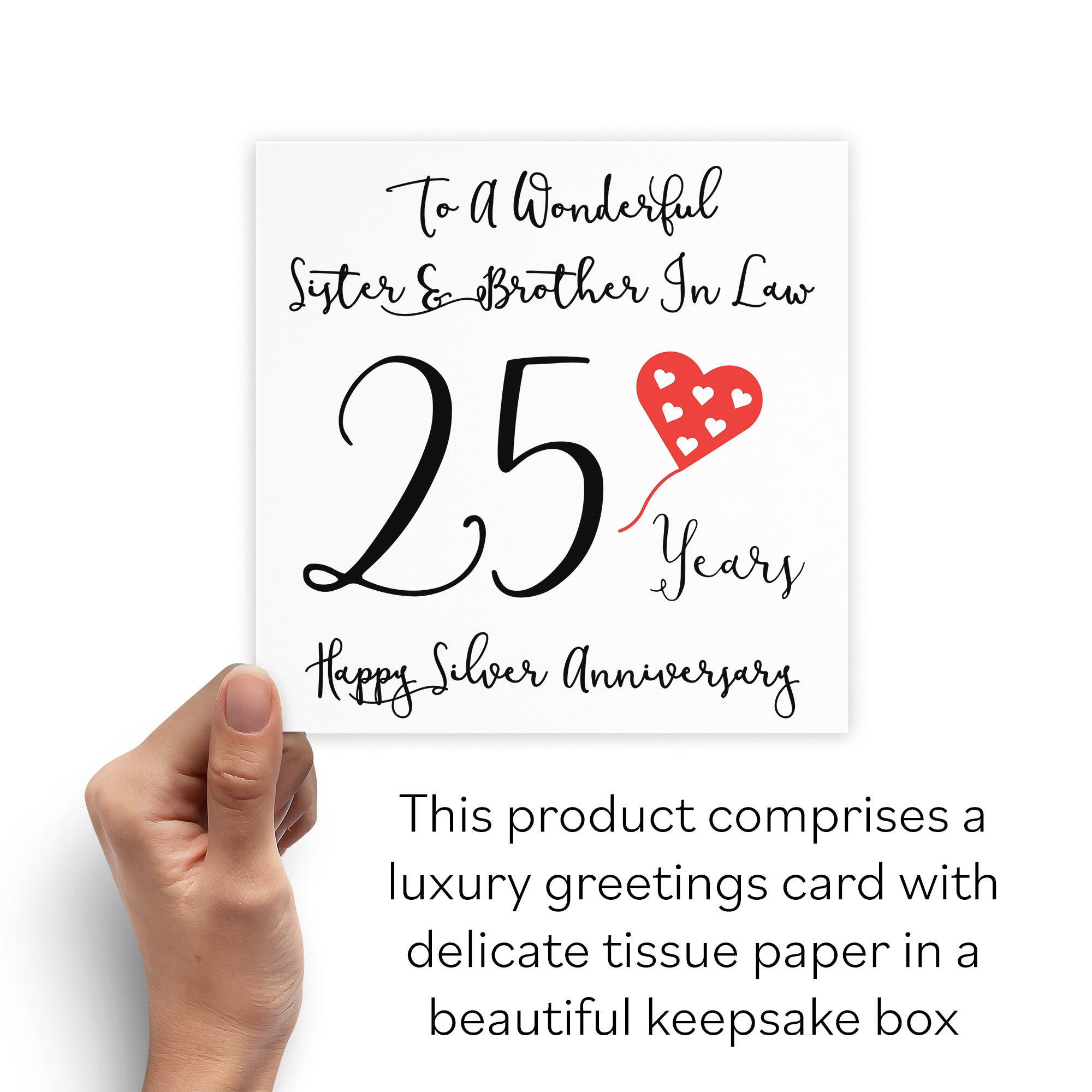 Boxed 25th Sister And Brother In Law Anniversary Card Love Heart - Default Title (B0D5499VG9)