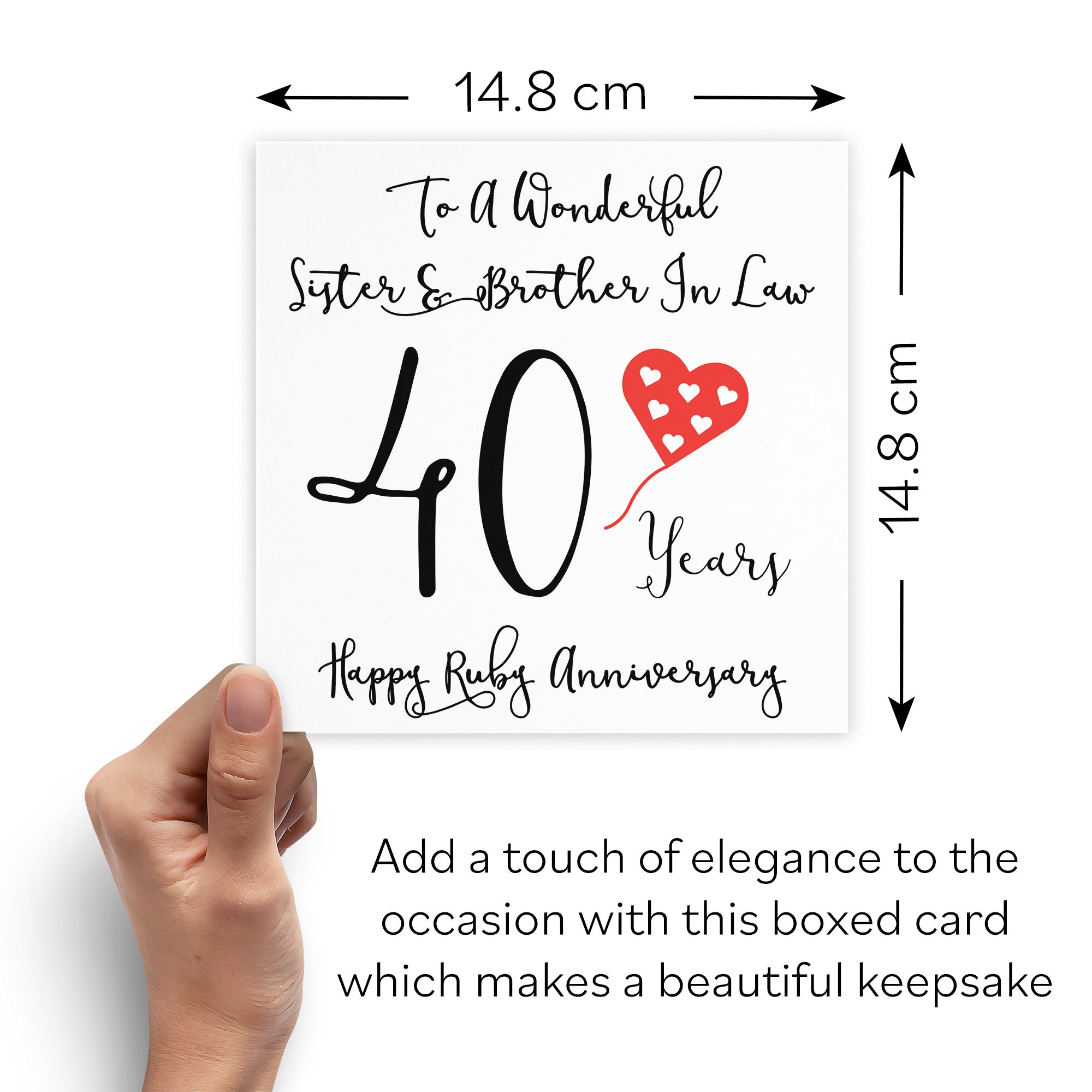 Boxed 40th Sister And Brother In Law Anniversary Card Love Heart - Default Title (B0D549Q351)