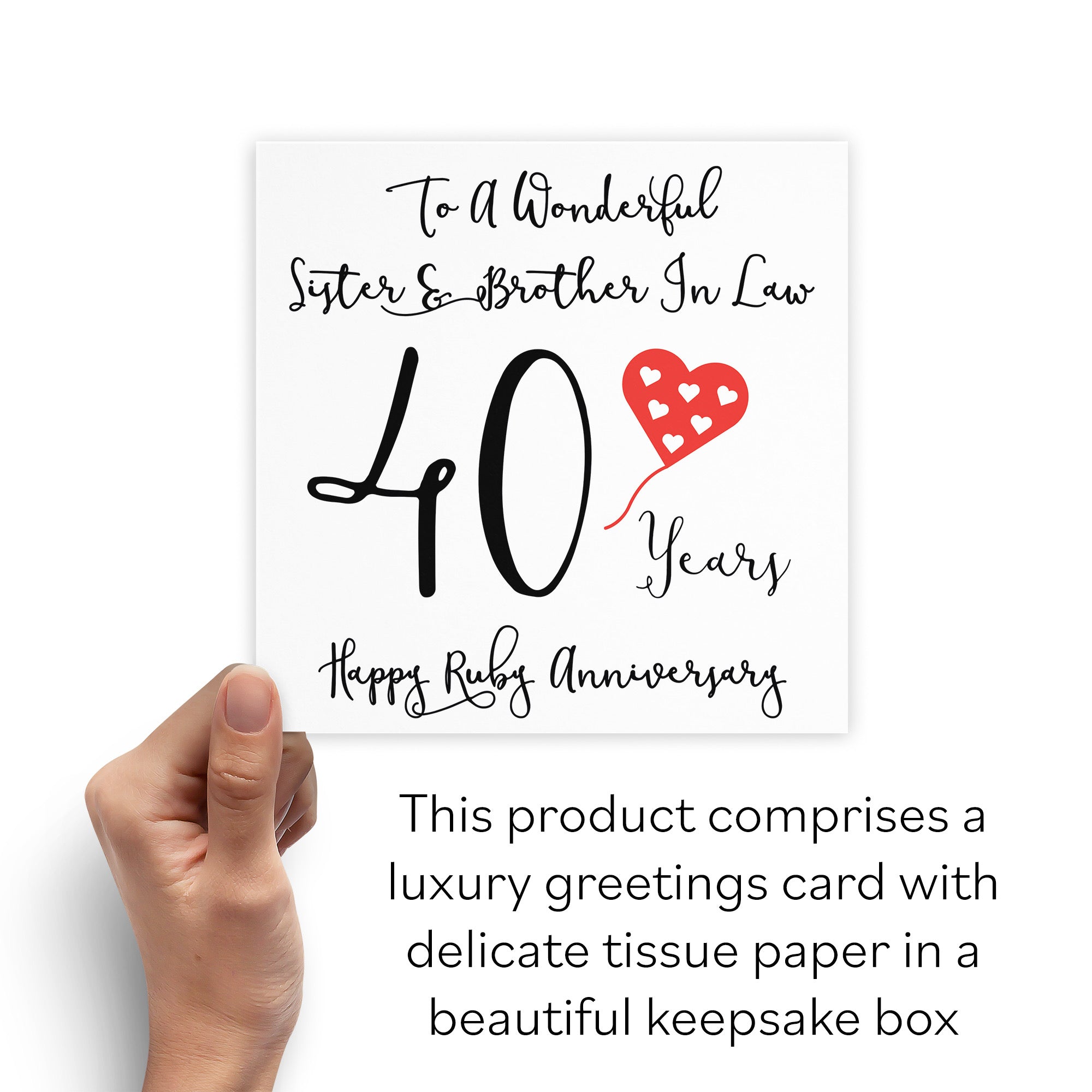 Boxed 40th Sister And Brother In Law Anniversary Card Love Heart - Default Title (B0D549Q351)