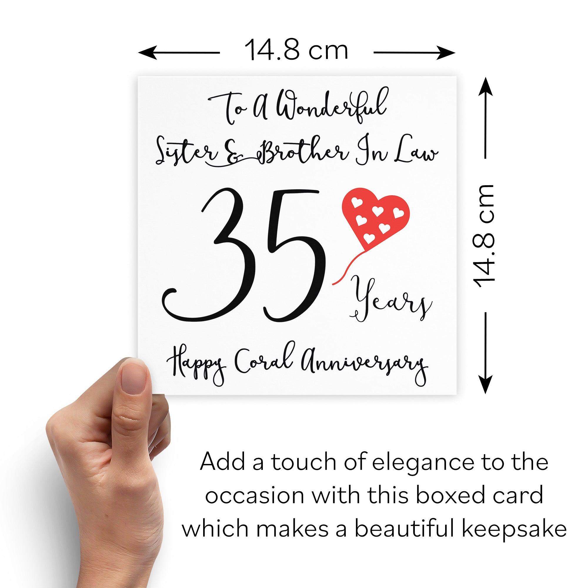 Boxed 35th Sister And Brother In Law Anniversary Card Love Heart - Default Title (B0D549QH84)