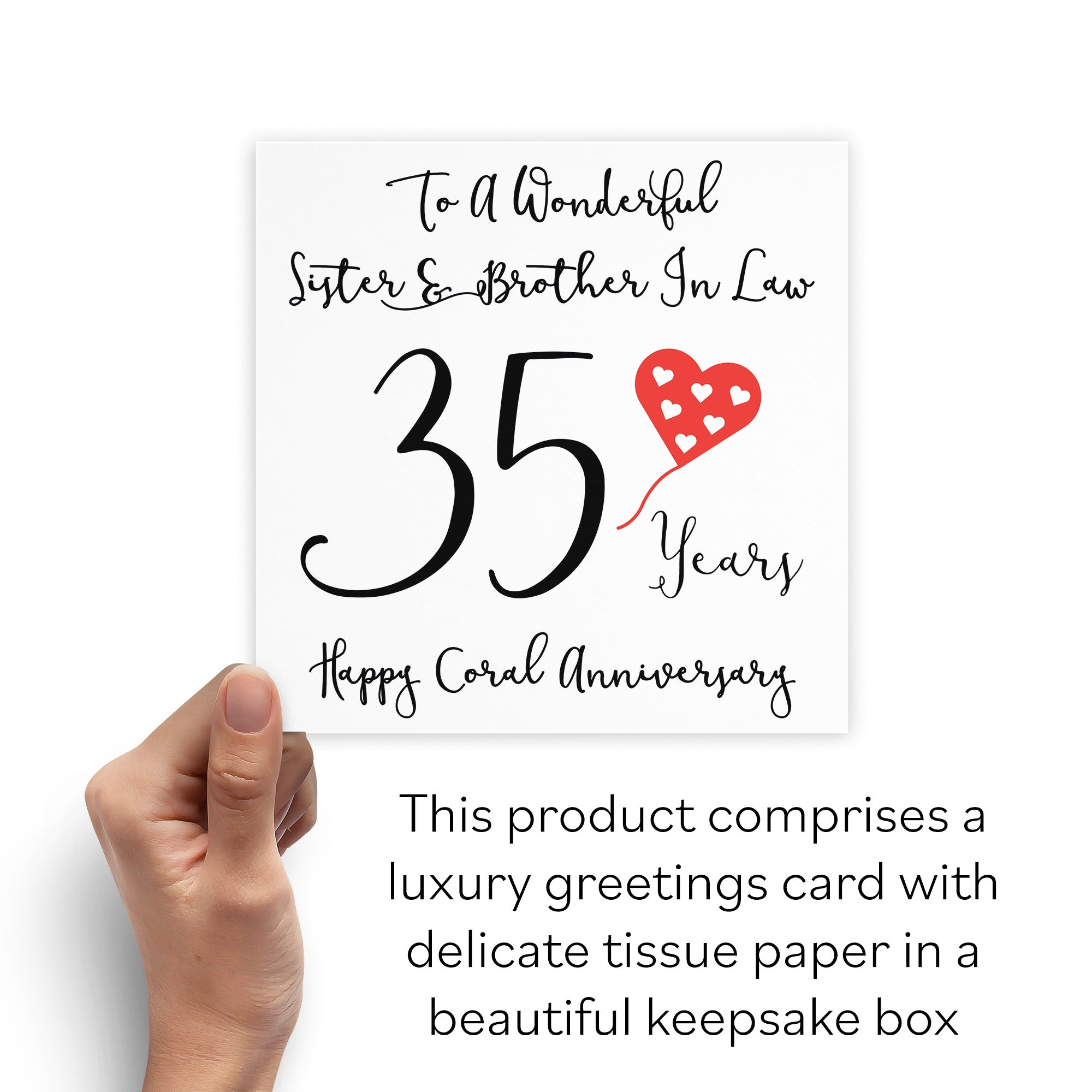 Boxed 35th Sister And Brother In Law Anniversary Card Love Heart - Default Title (B0D549QH84)