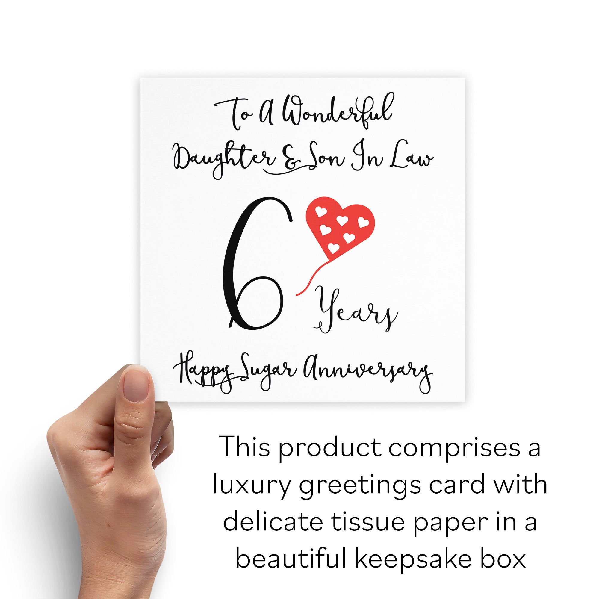 Boxed 6th Daughter And Son In Law Anniversary Card Love Heart - Default Title (B0D54BCVTR)