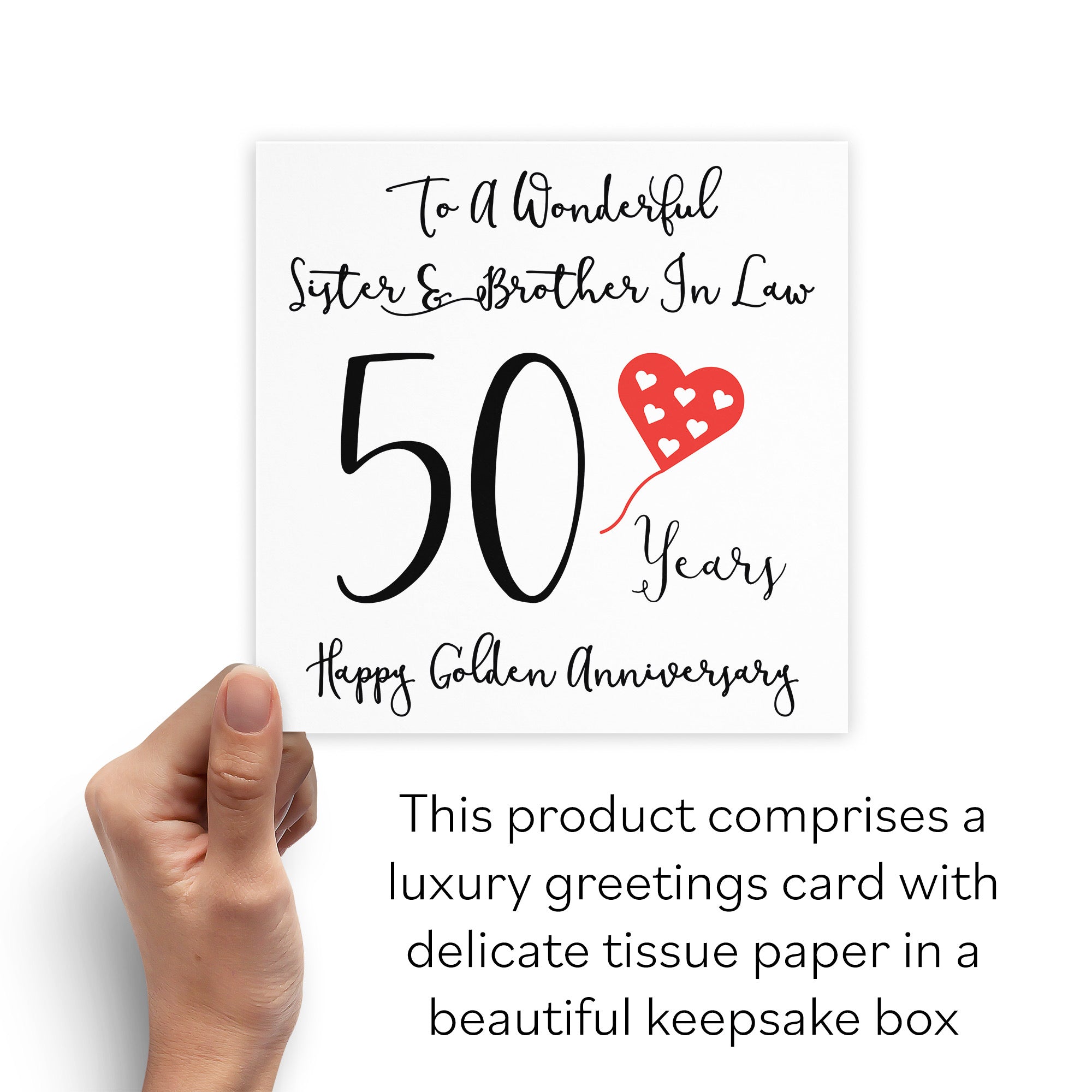 Boxed 50th Sister And Brother In Law Anniversary Card Love Heart - Default Title (B0D54BG9B4)