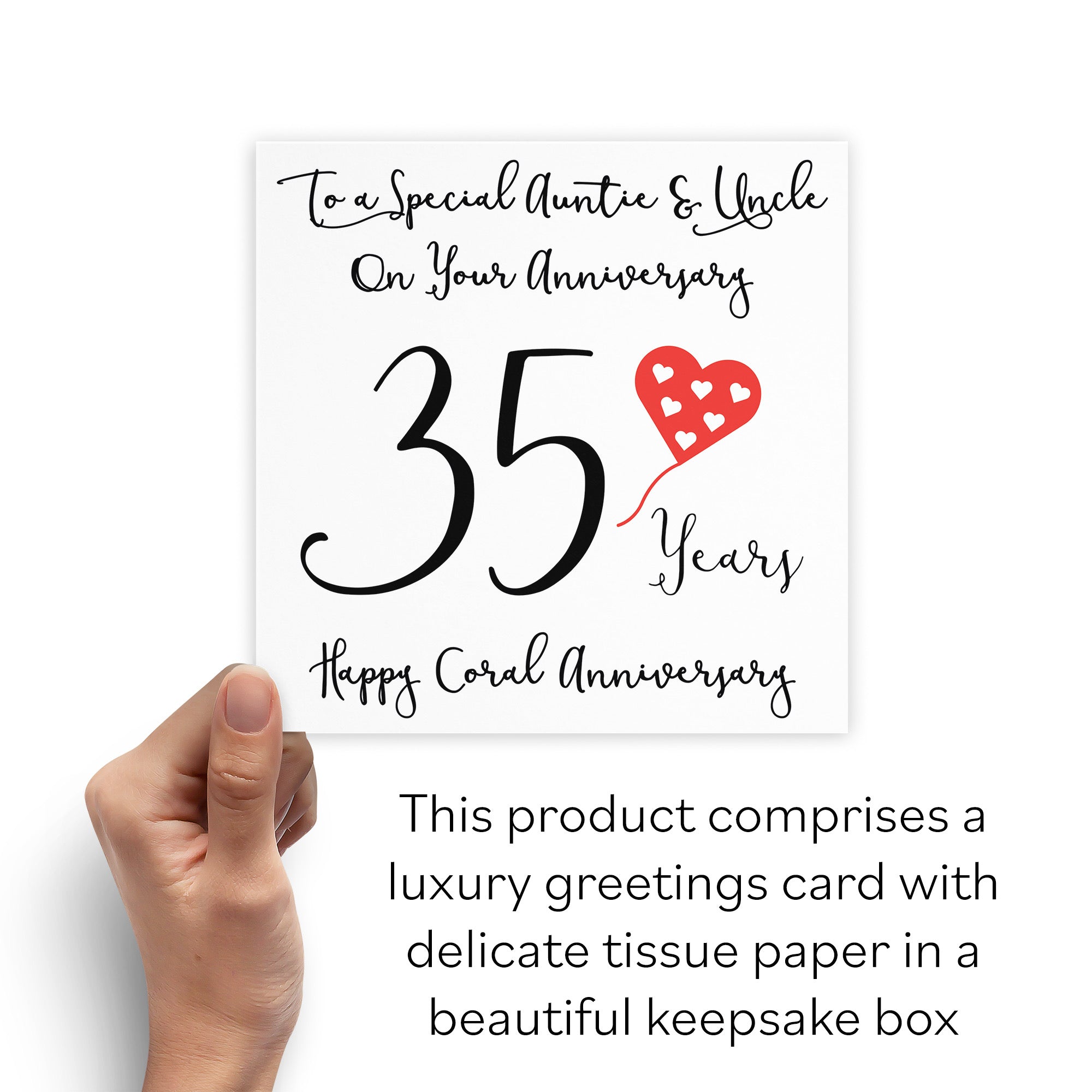 Boxed 35th Auntie And Uncle Anniversary Card Love Heart - Default Title (B0D54BK3KN)