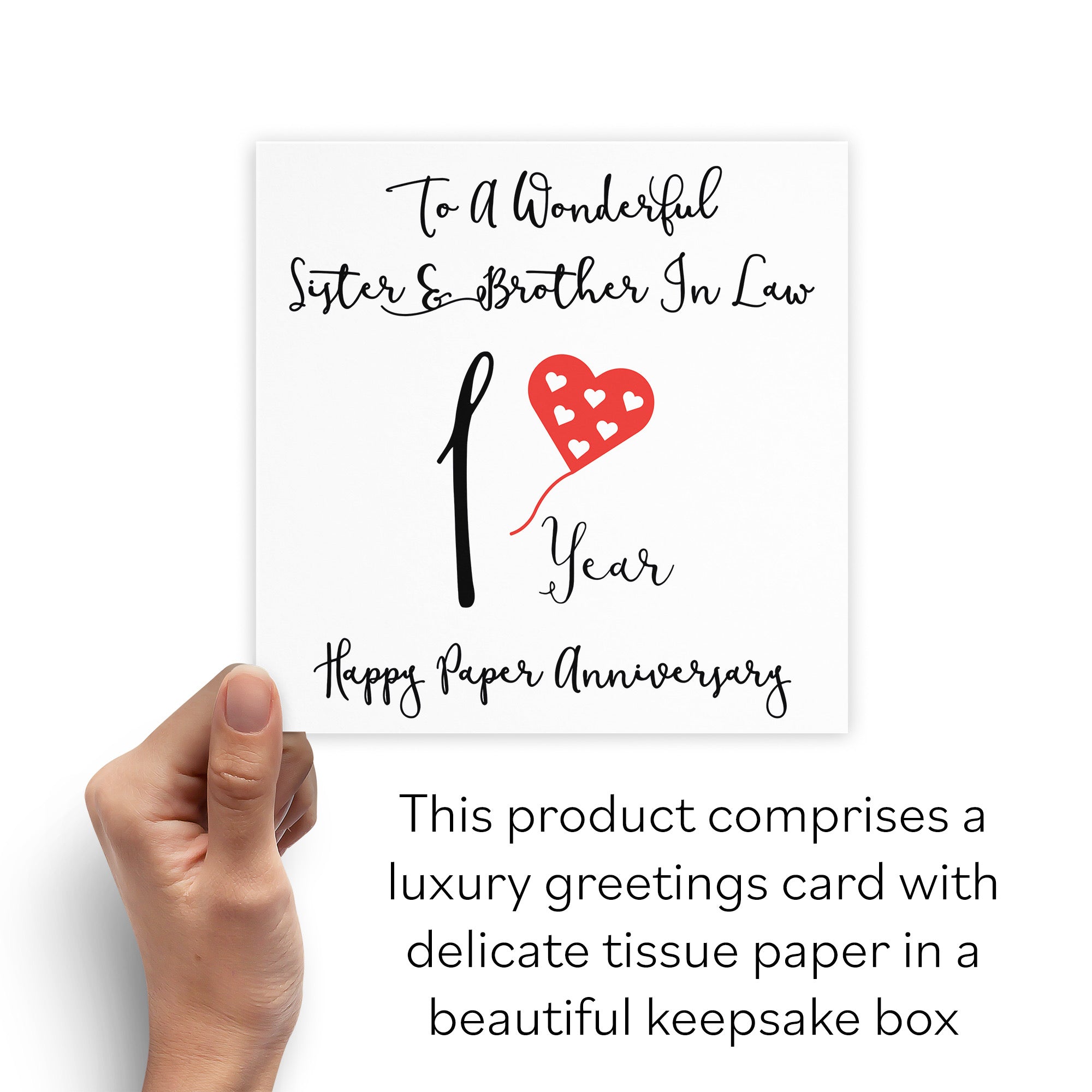 Boxed 1st Sister And Brother In Law Anniversary Card Love Heart - Default Title (B0D54C33HY)