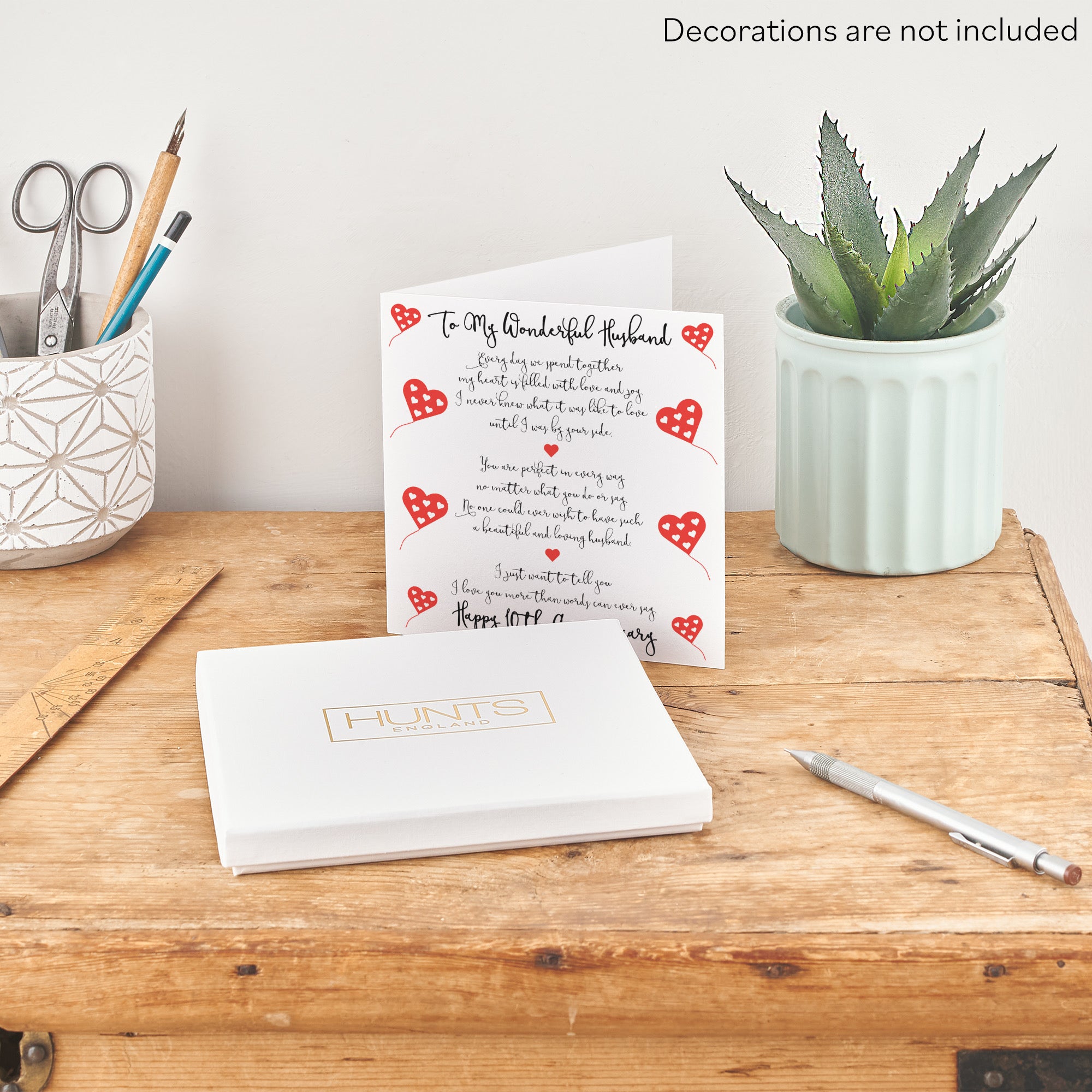 Boxed 10th Husband Anniversary Card Romantic Verses - Default Title (B0D54Z9YQQ)