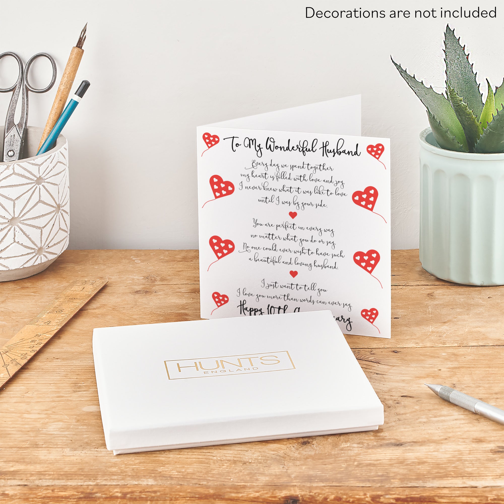 Boxed 10th Husband Anniversary Card Romantic Verses - Default Title (B0D54Z9YQQ)